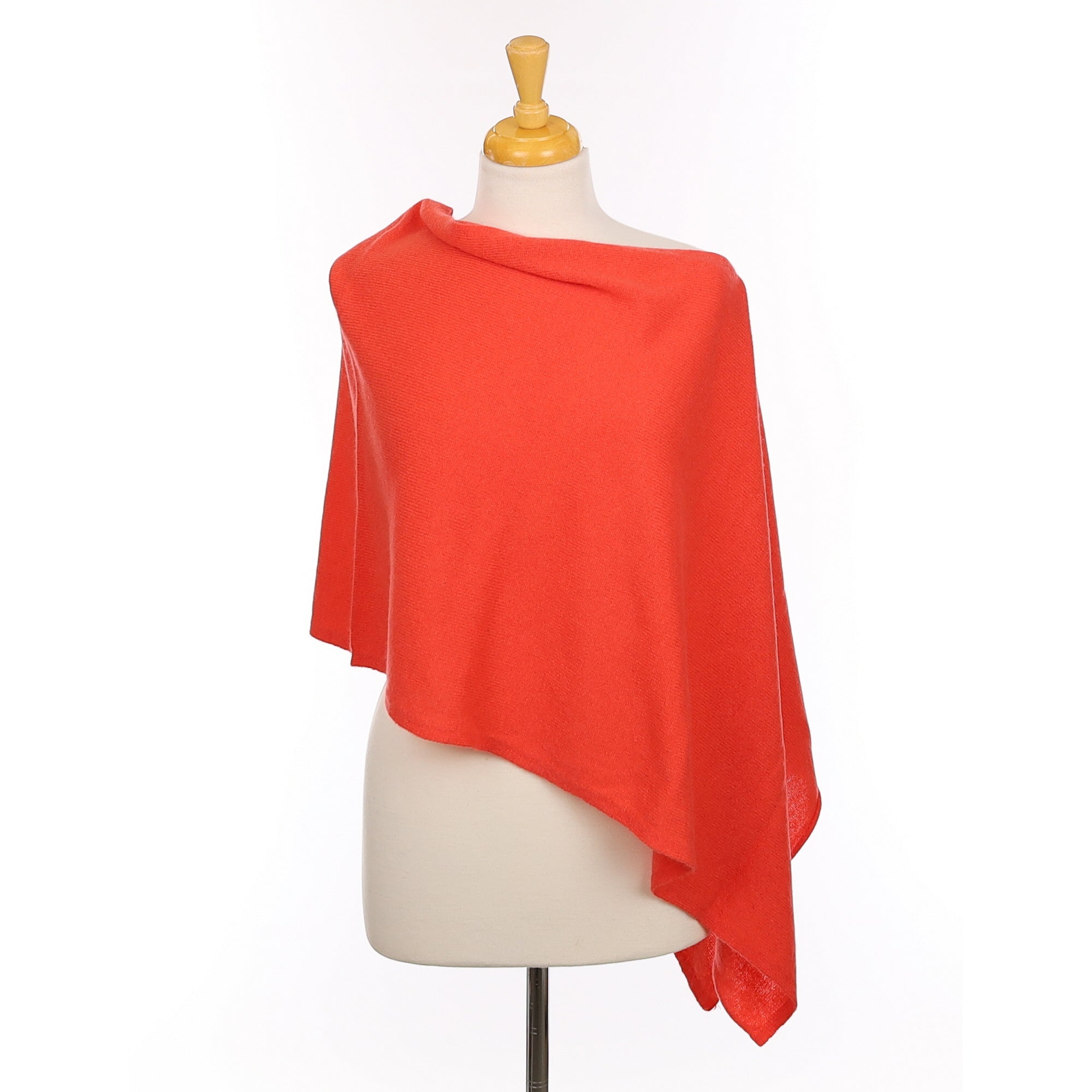 Crab Orange Cashmere Poncho One Size