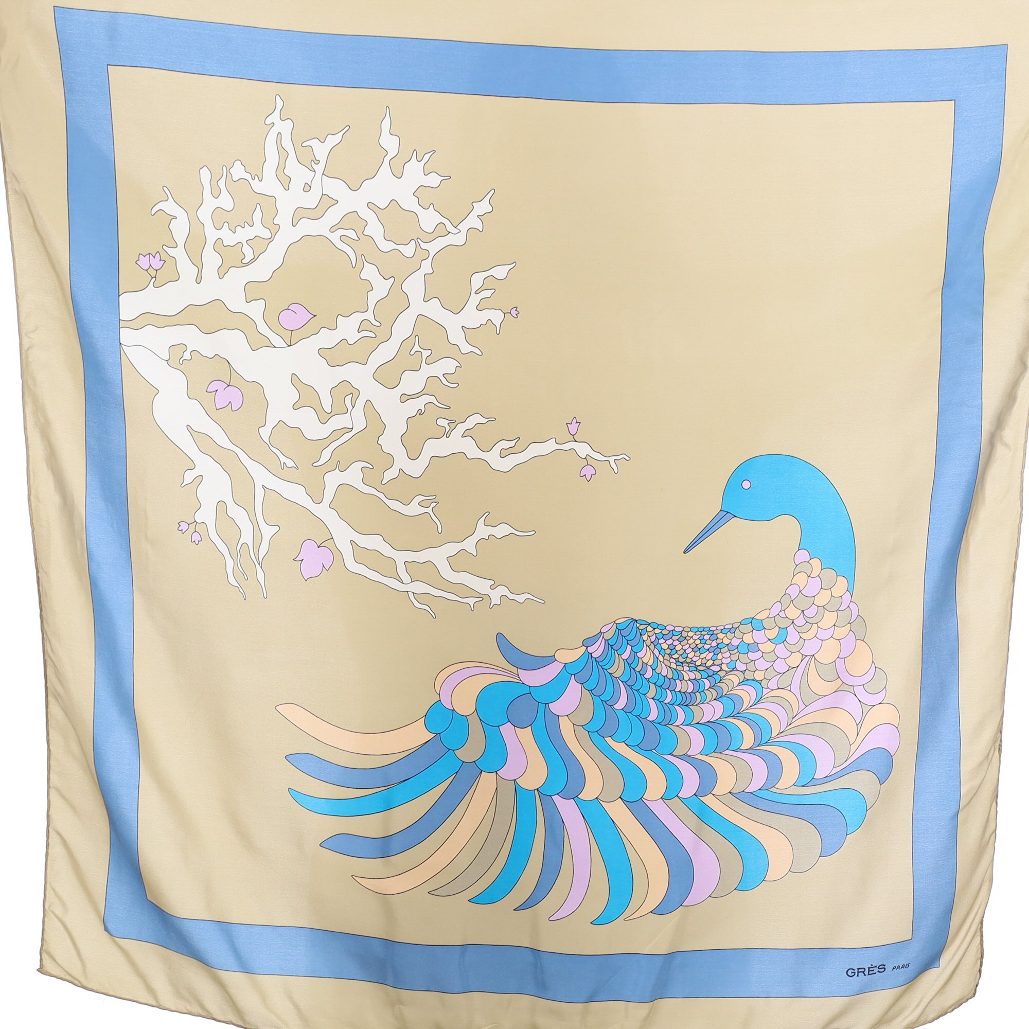 1970’s Boxed Grès Peacock Vintage Silk Scarf