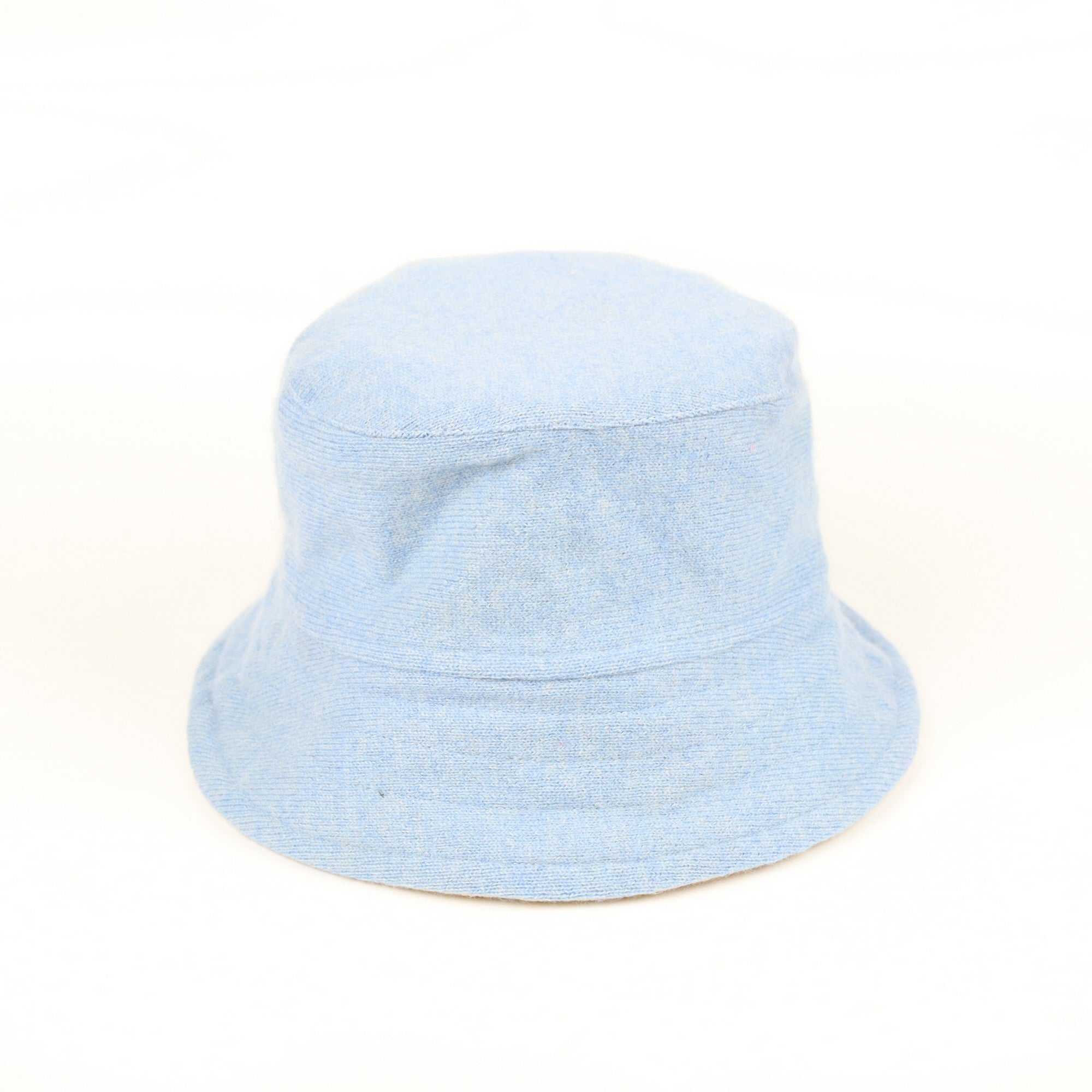 Beige and Powder Blue Reversible Cashmere Bucket Hat Medium