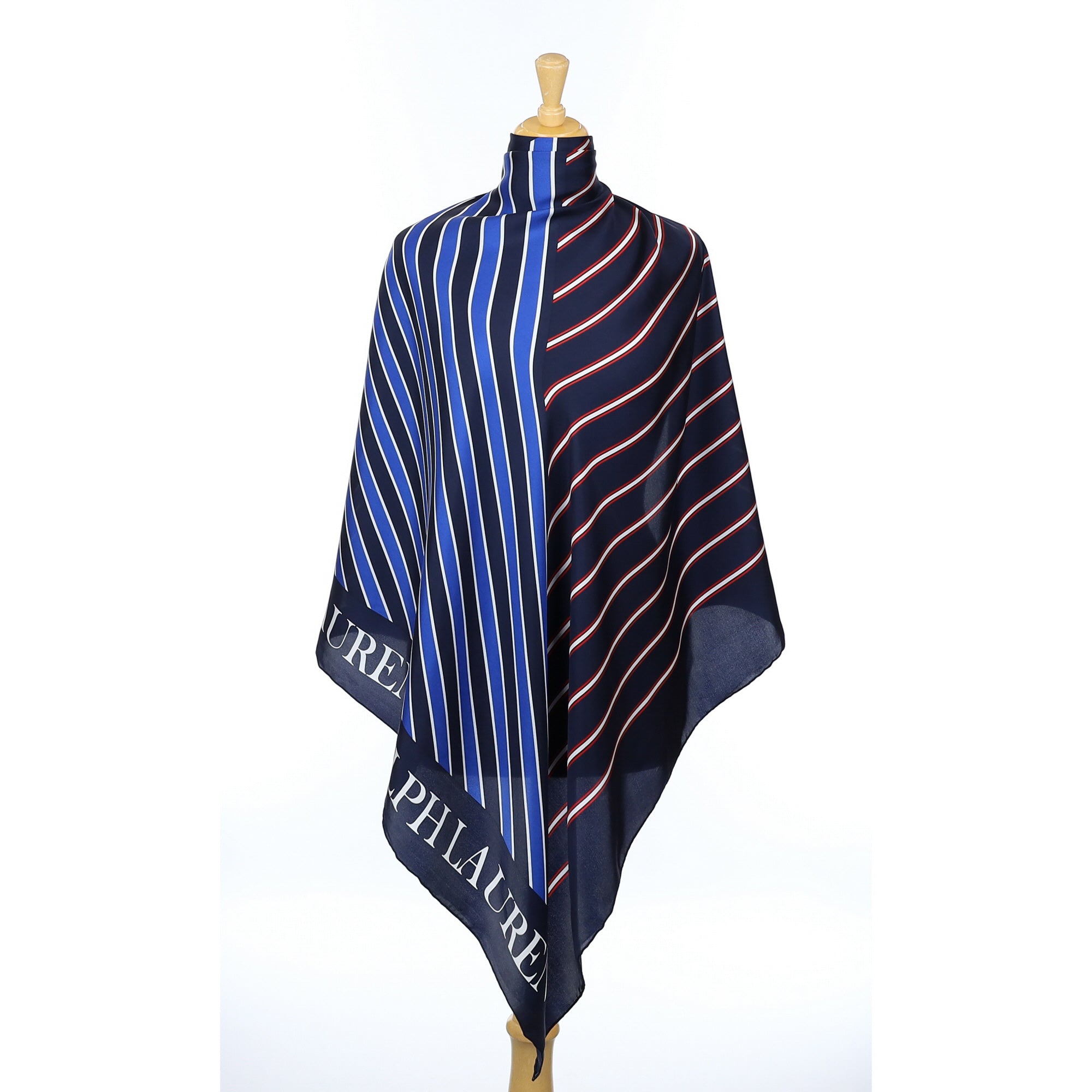 Ralph Lauren Navy Striped Vintage Silk Scarf