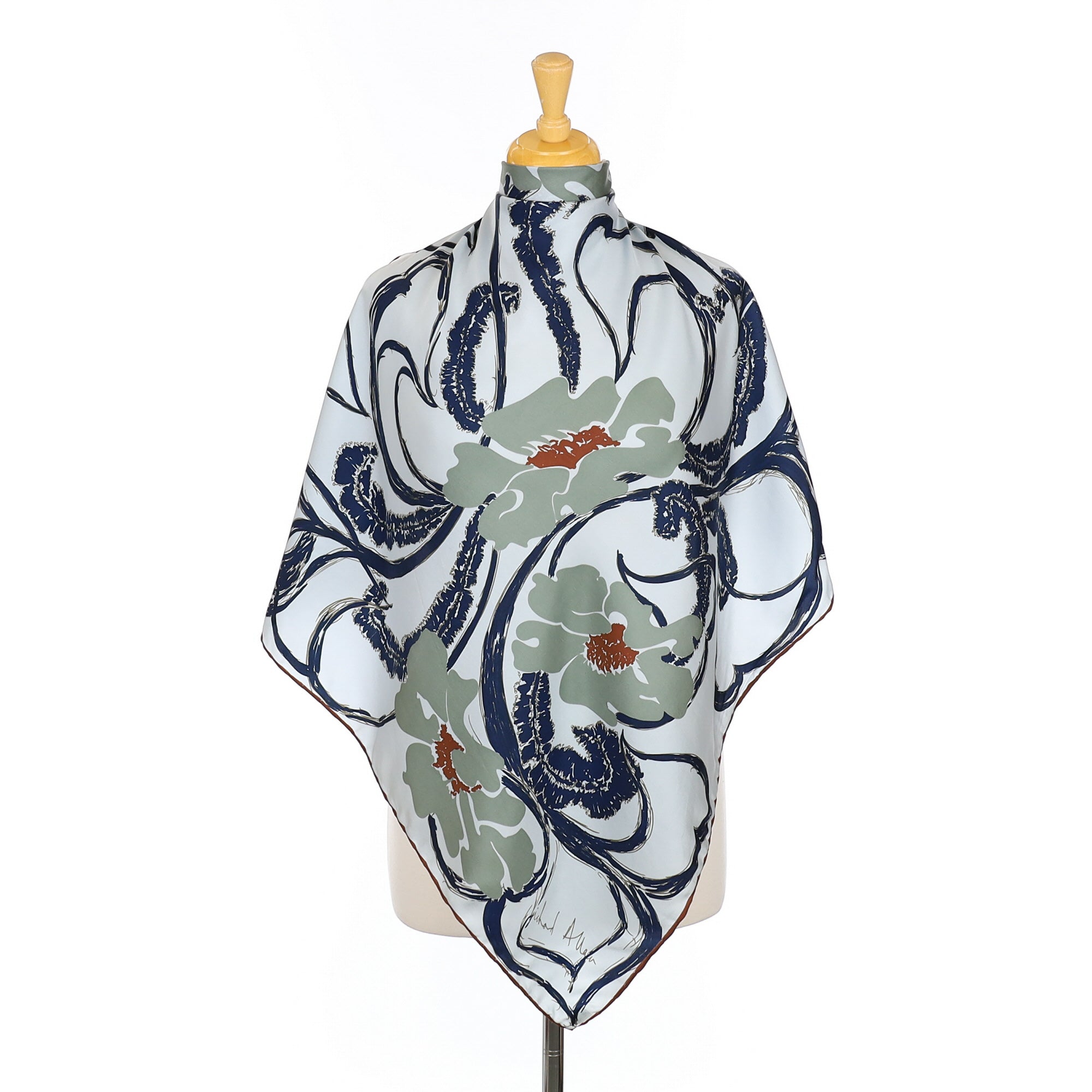 1970’s Richard Allan Abstract Floral Vintage Silk Scarf