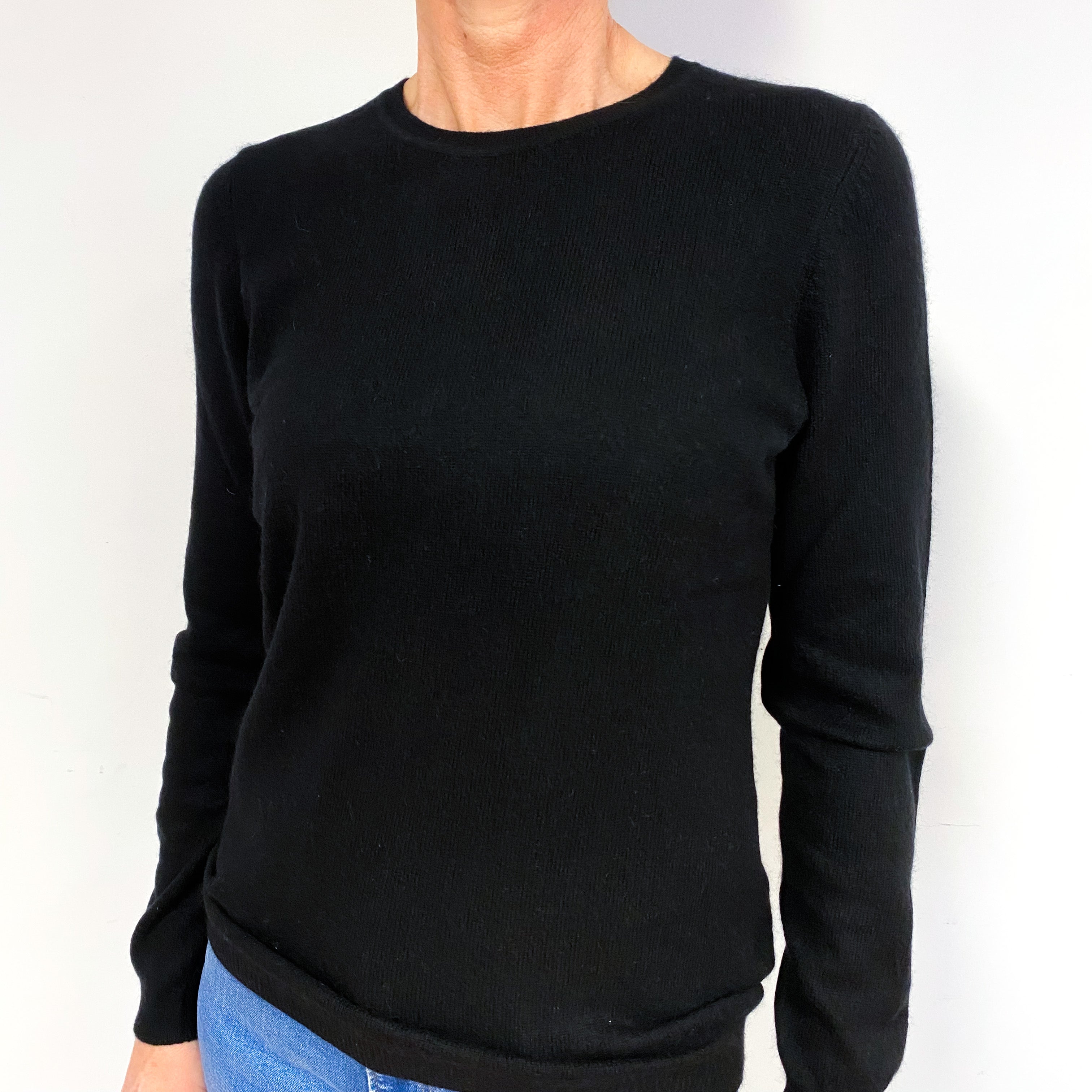 Black Cashmere Crew Neck Jumper Medium