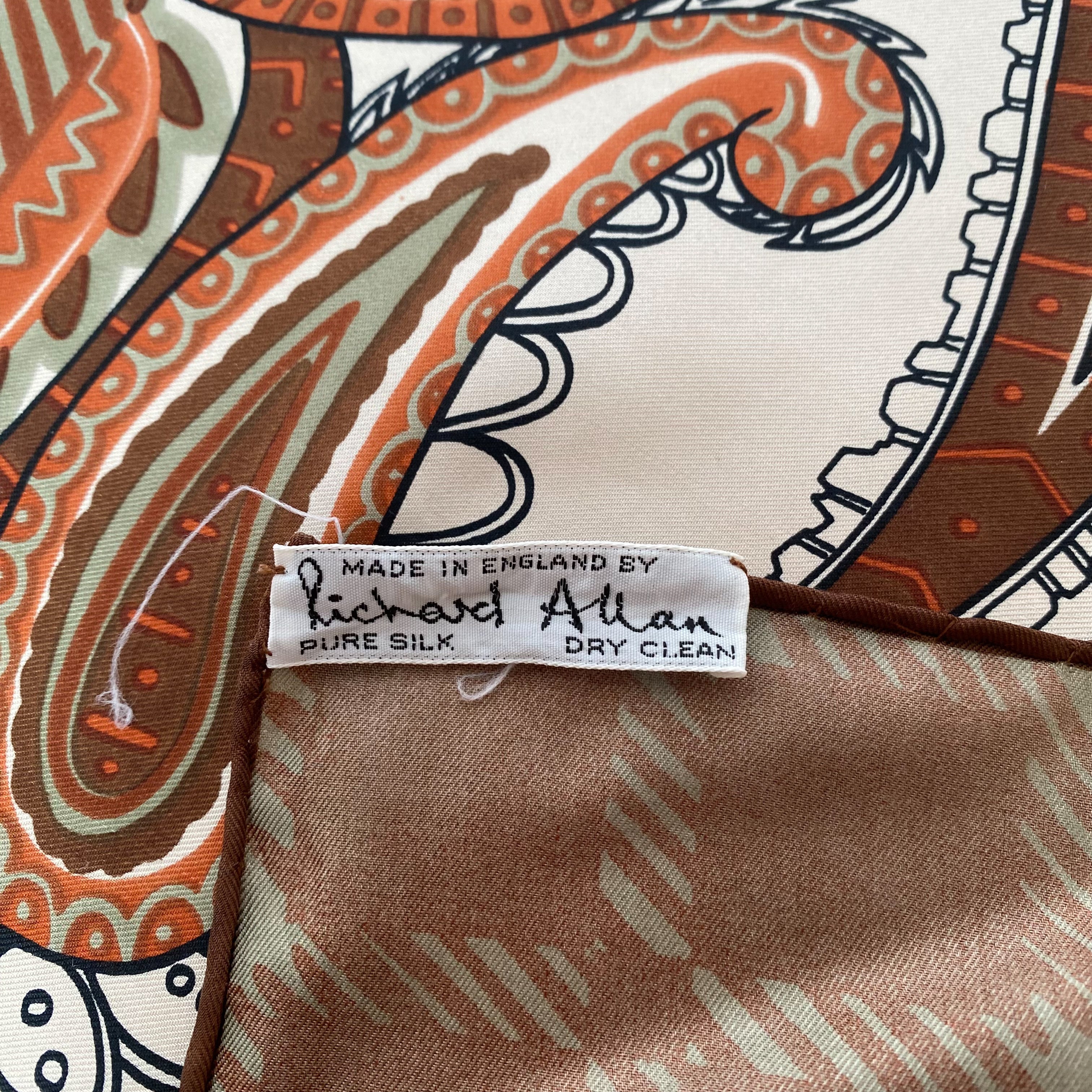 1970s Richard Allan Vintage Silk Scarf