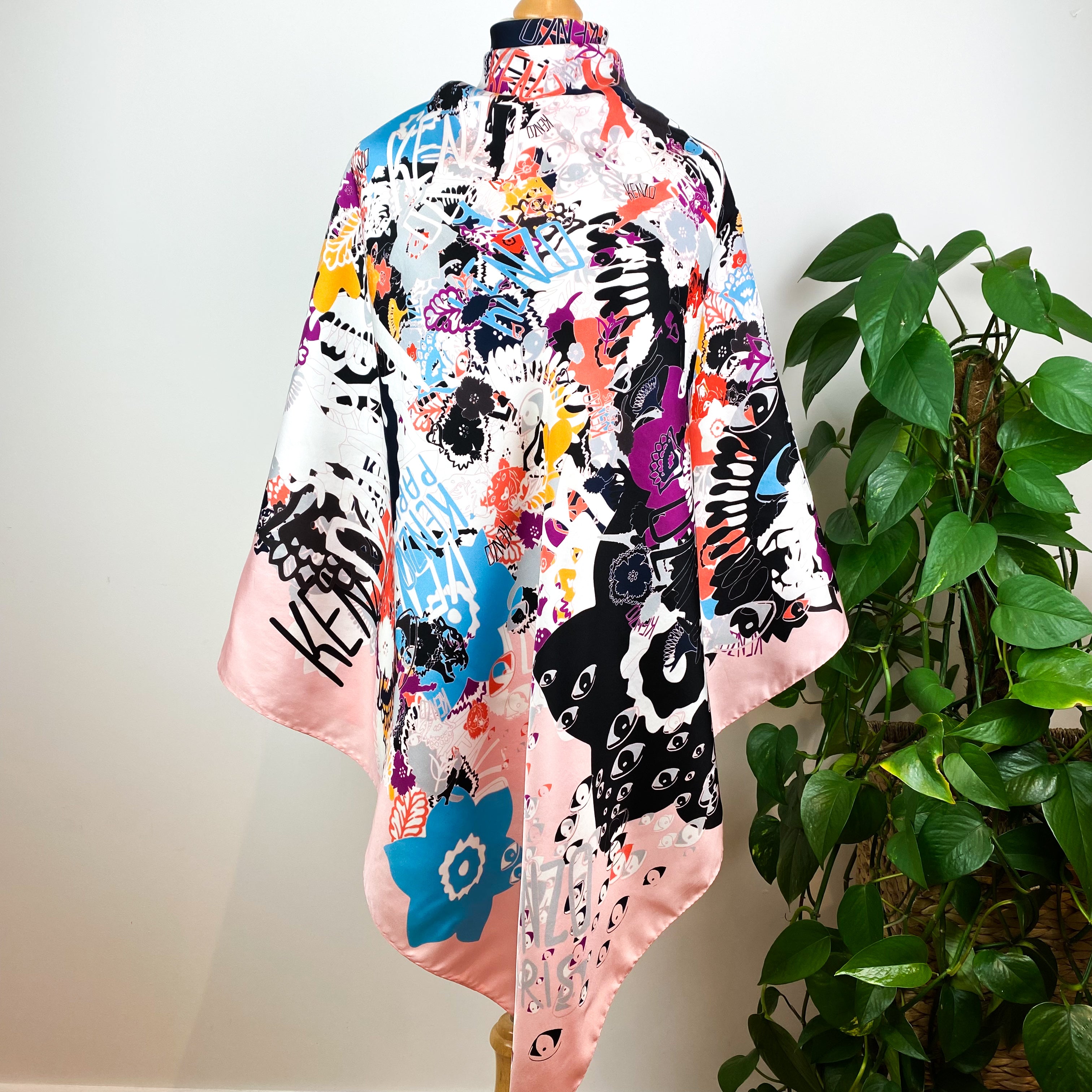 Large Kenzo Designer Silk Scarf