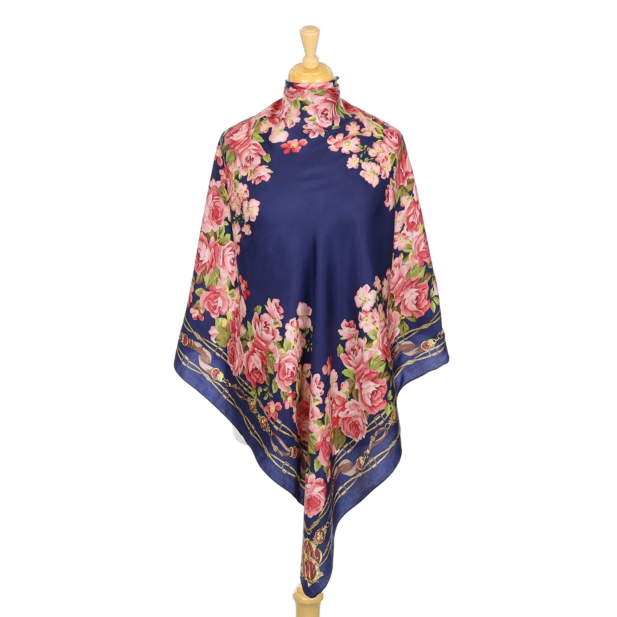 Tie Rack Blue Floral Vintage Silk Scarf