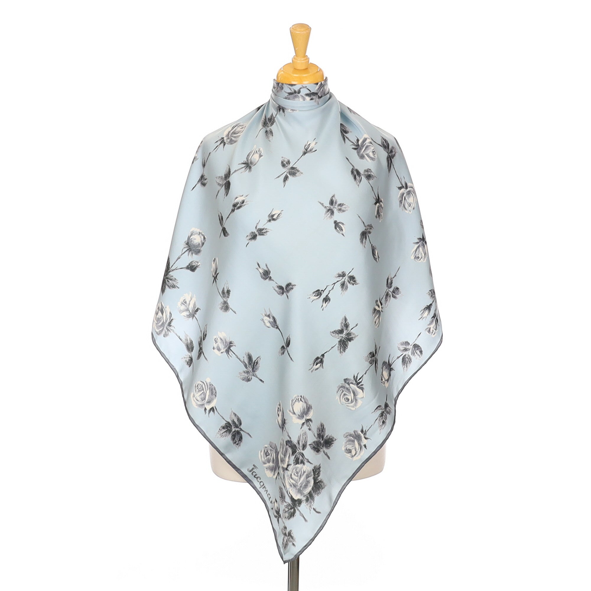 Jacqmar Pale Blue Floral Vintage Silk Scarf