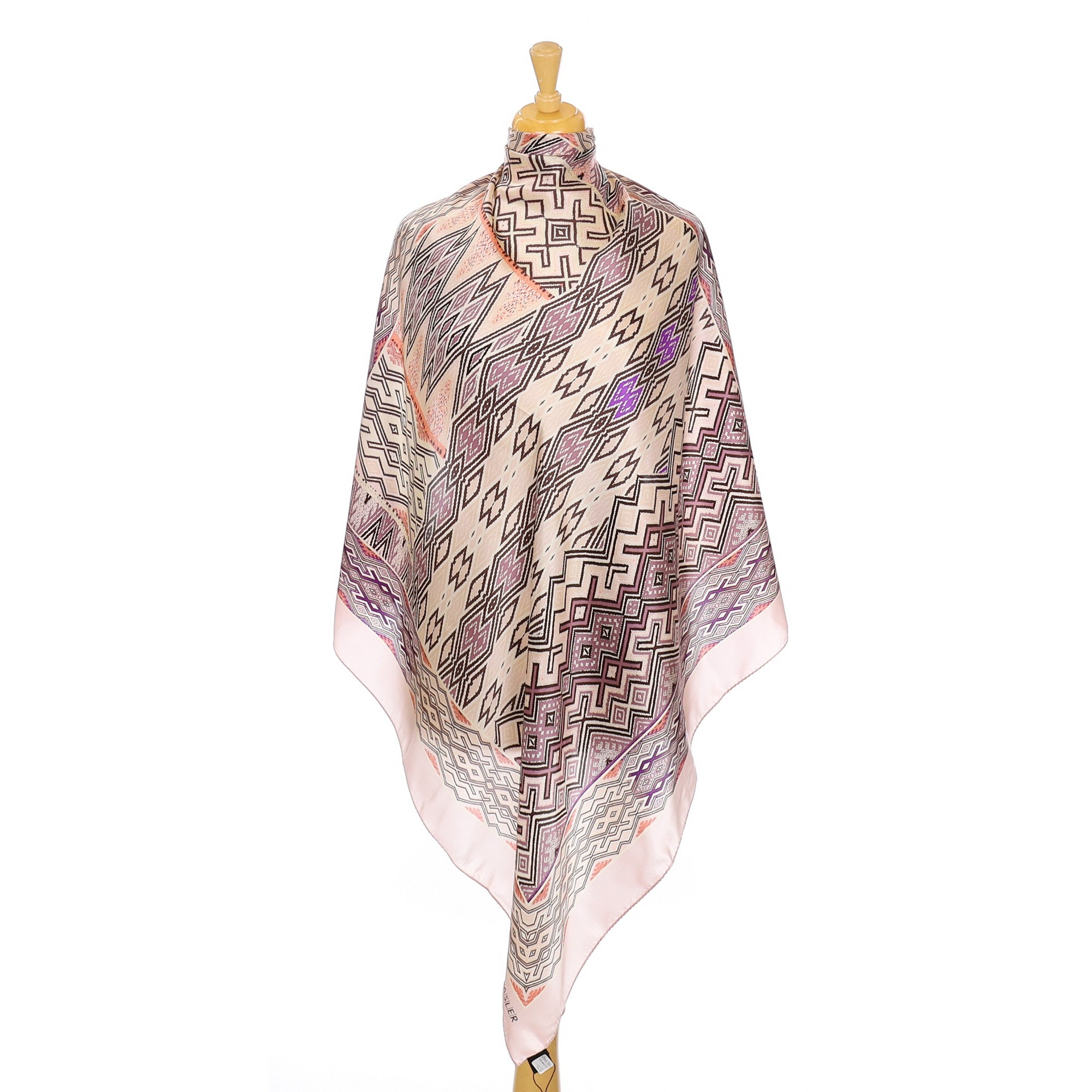 Basler Pink Aztec Design Silk Scarf