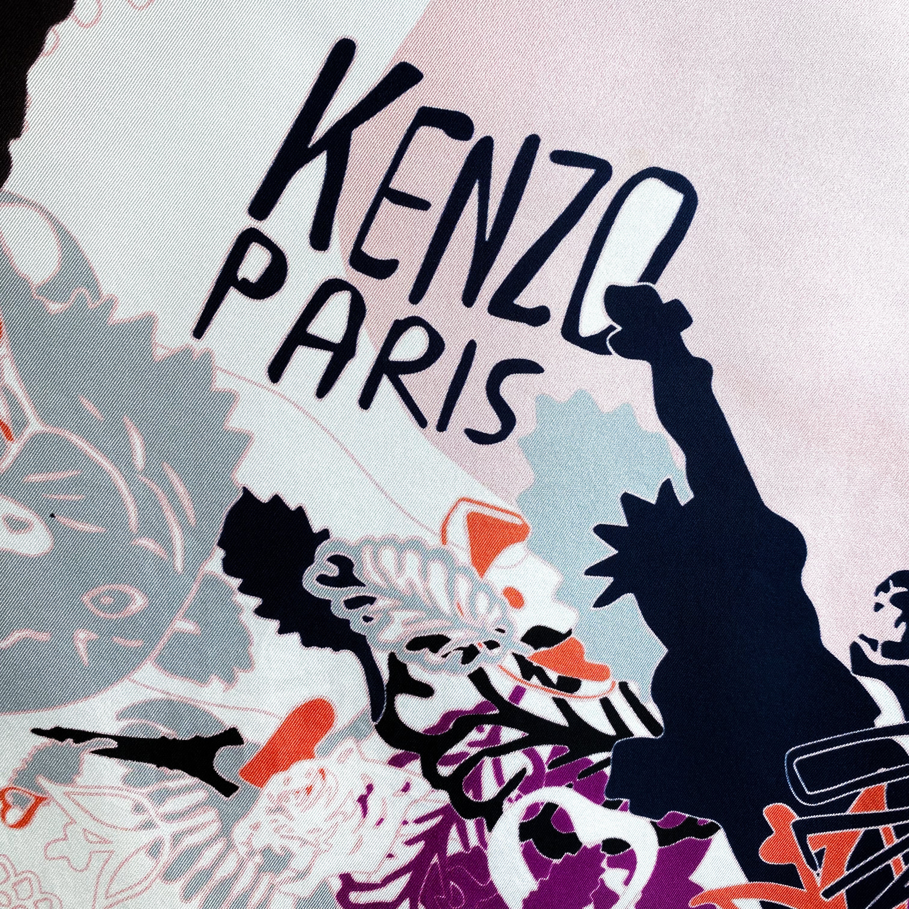 Large Kenzo Designer Silk Scarf