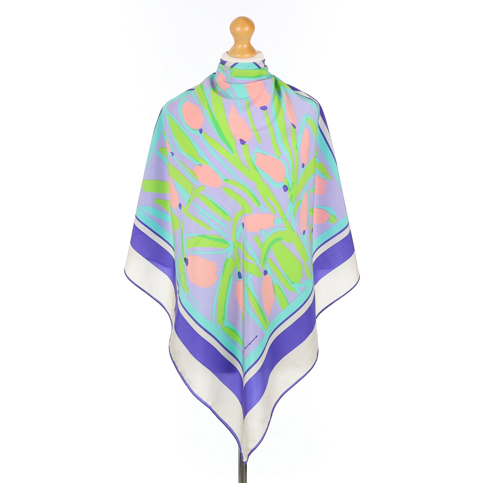 Abstract Pink Tulips Vintage Silk Scarf