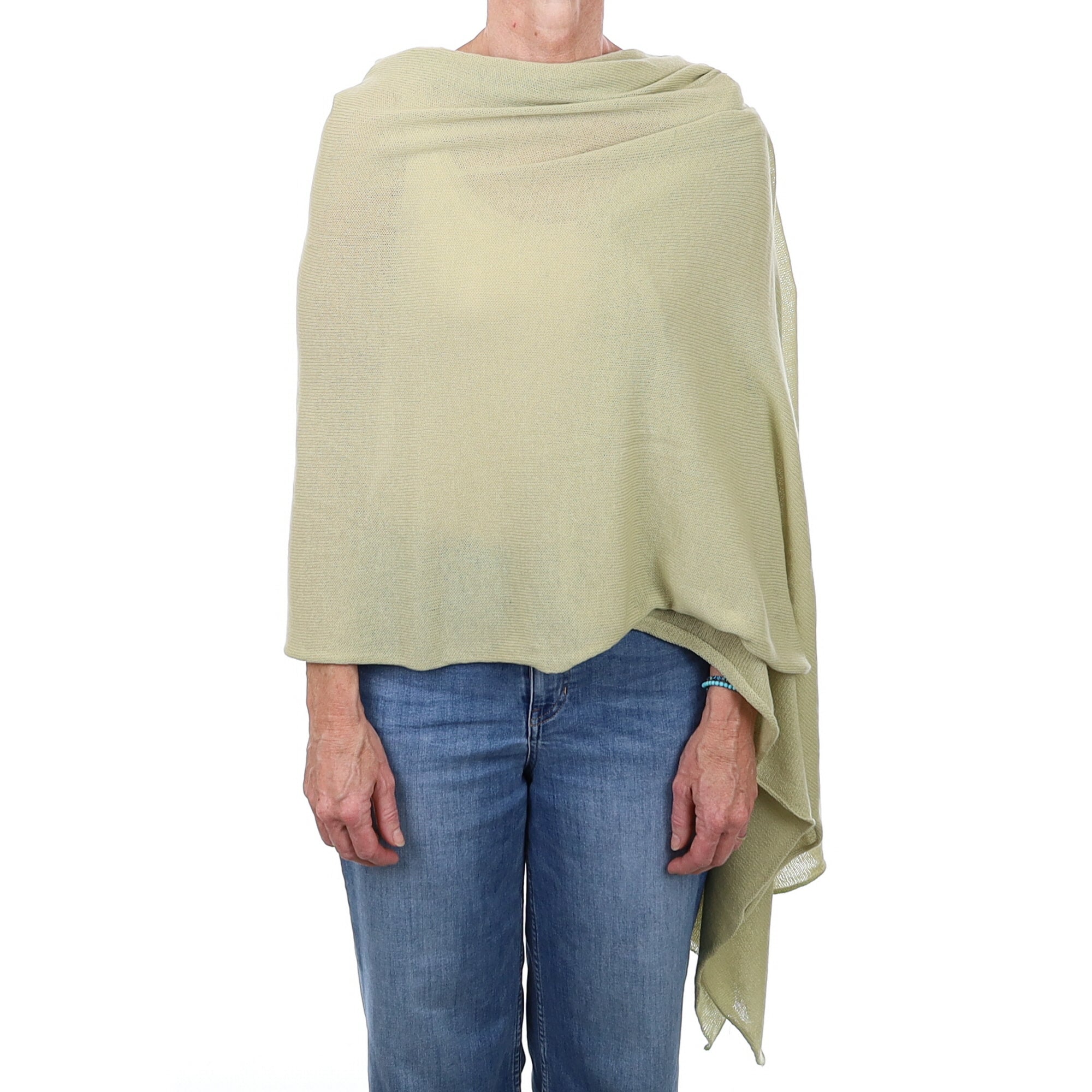 Brand New Scottish Soft Pine Green Oversized Gauzy Cashmere Wrap