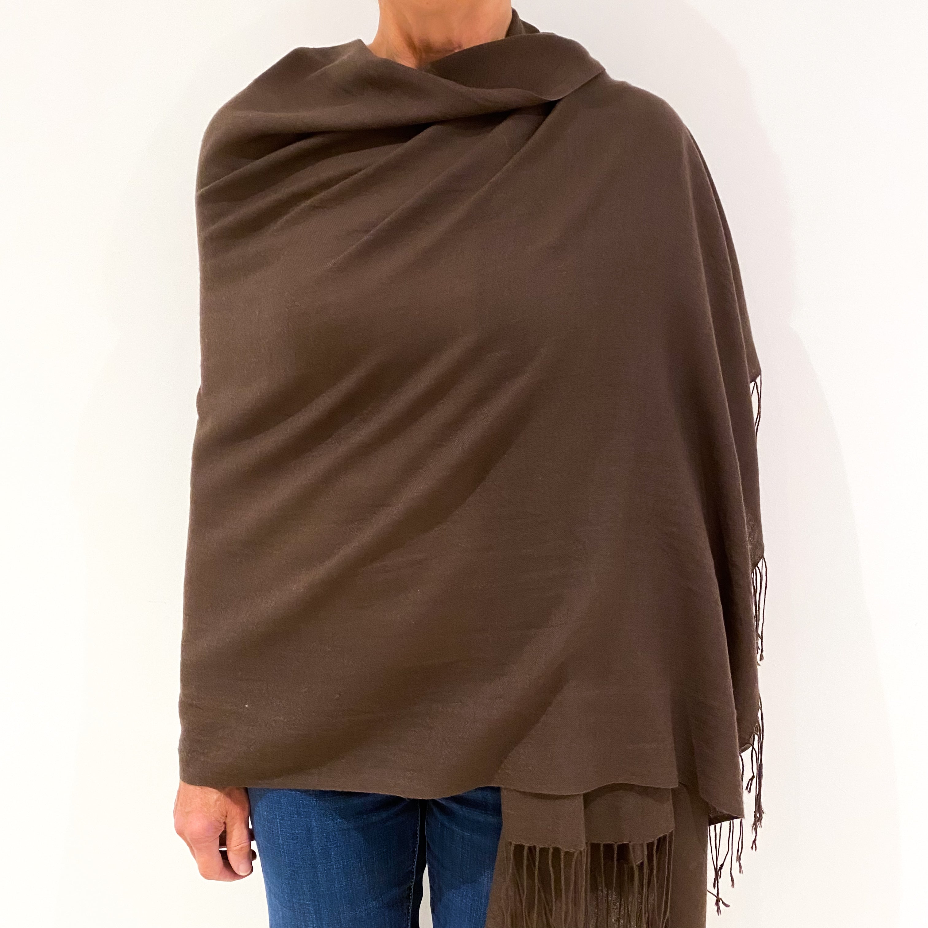Brand New Chocolate Brown Cashmere Pashmina Scarf