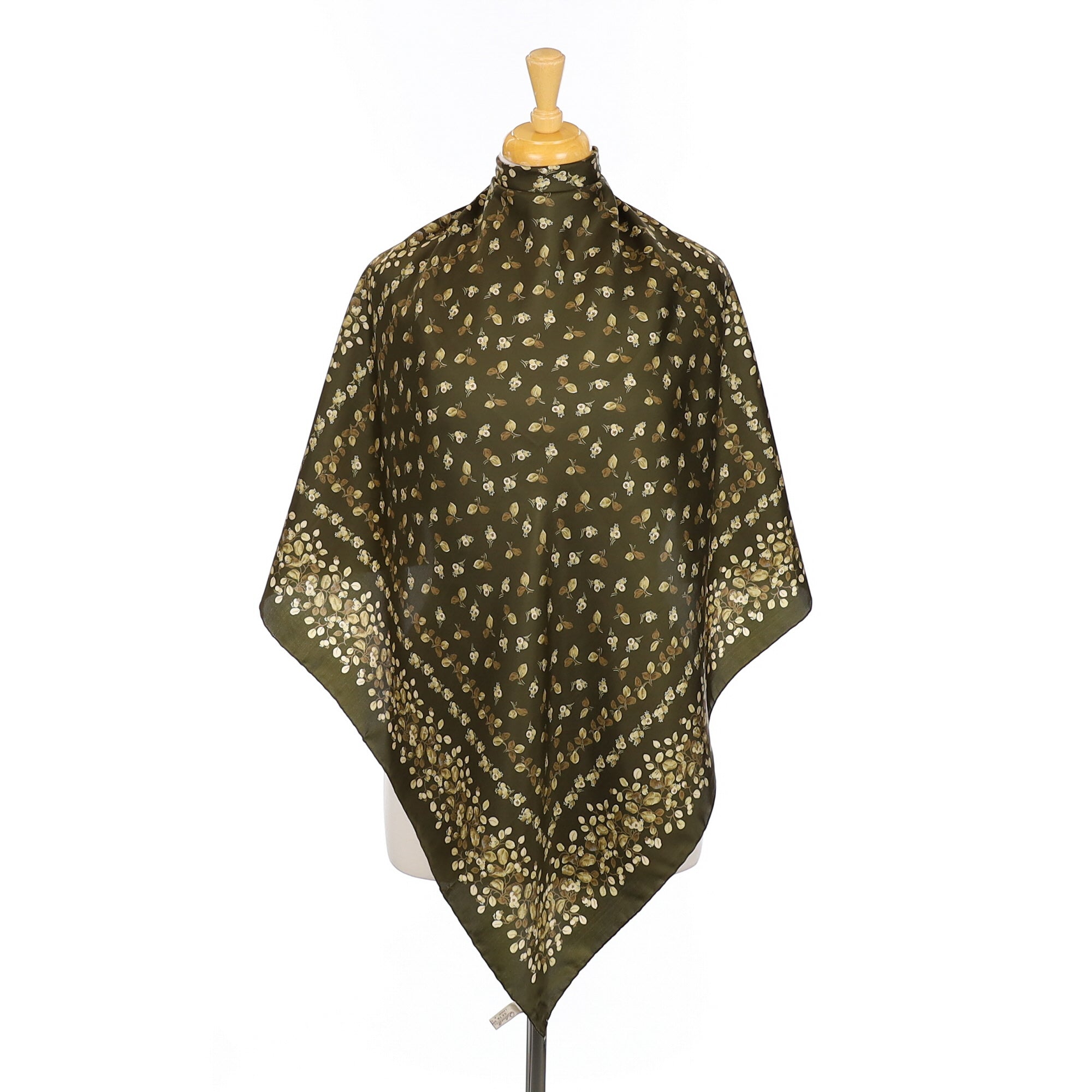 1970’s Ostinelli Vintage Dark Green Silk Scarf