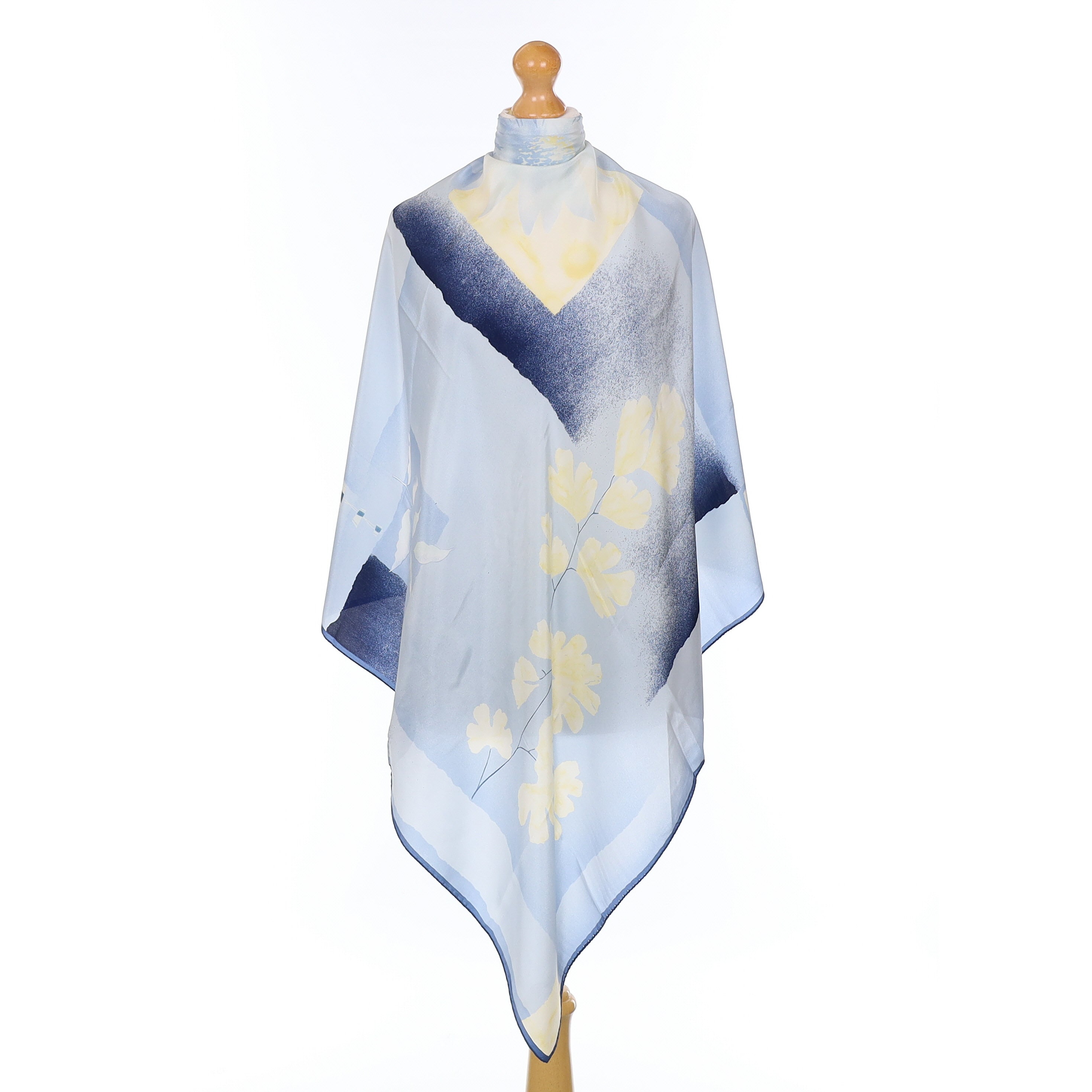 Brand New Blue Abstract Silk Scarf