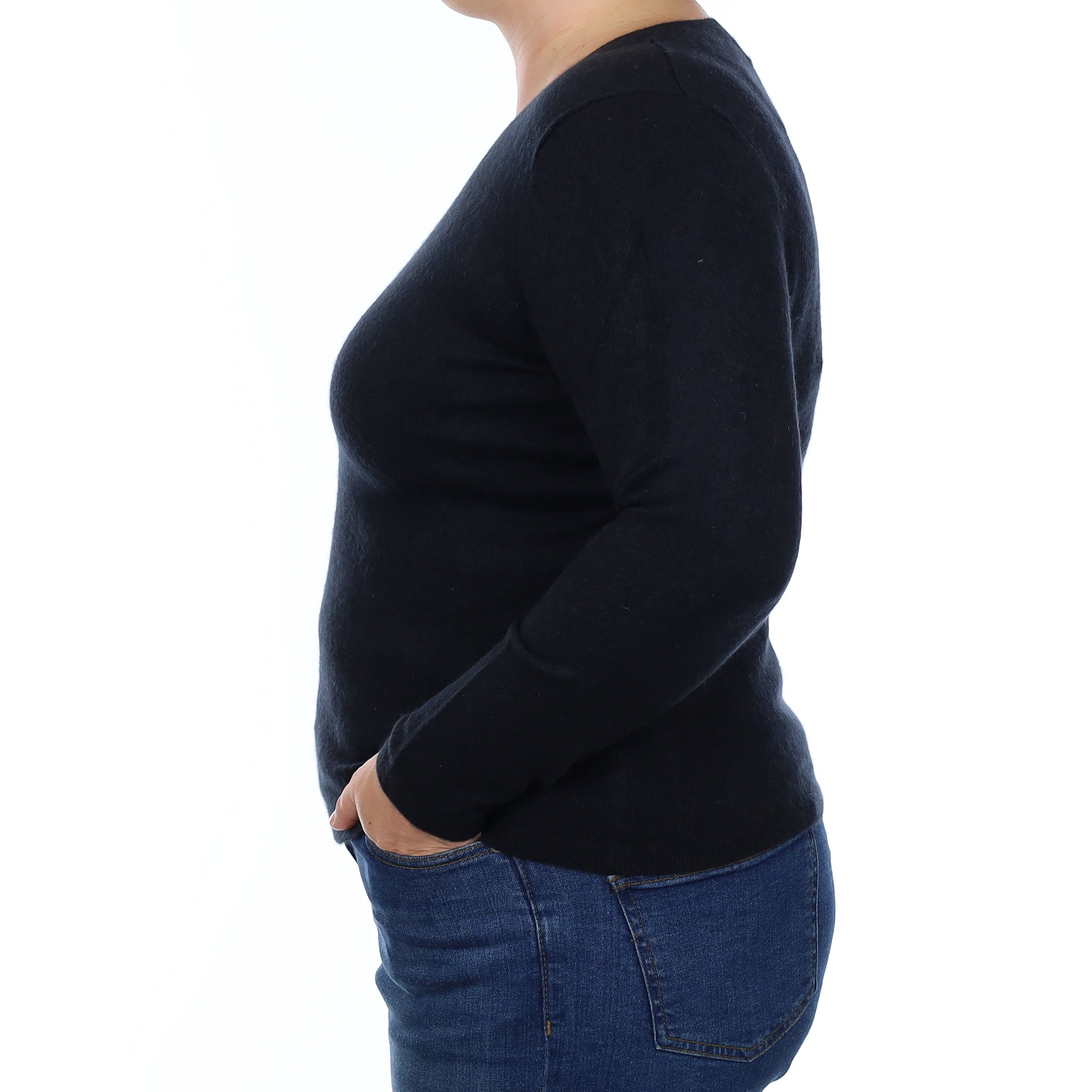 Black Cashmere Crew Neck Jumper Large