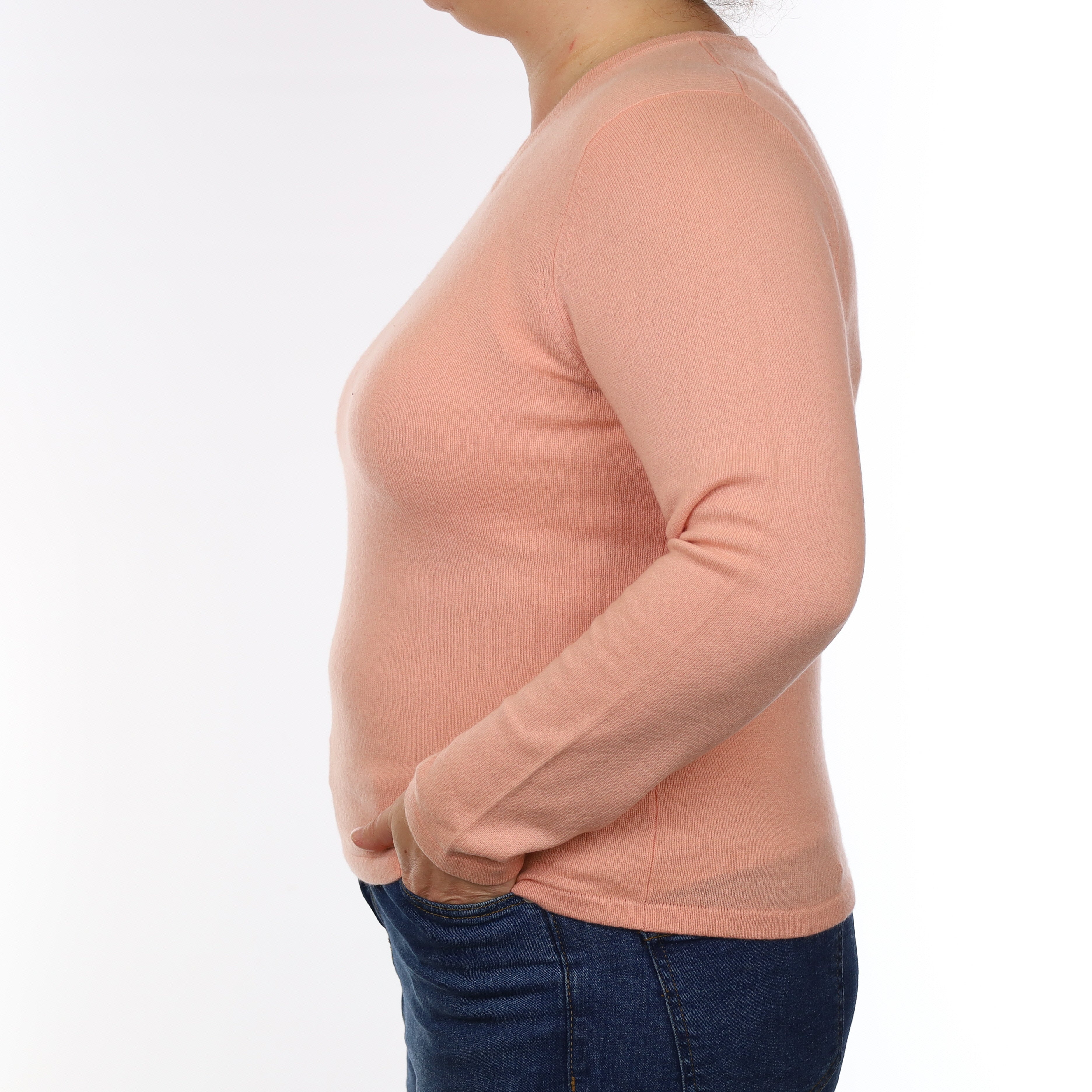 Peach Cashmere V Neck Jumper Large