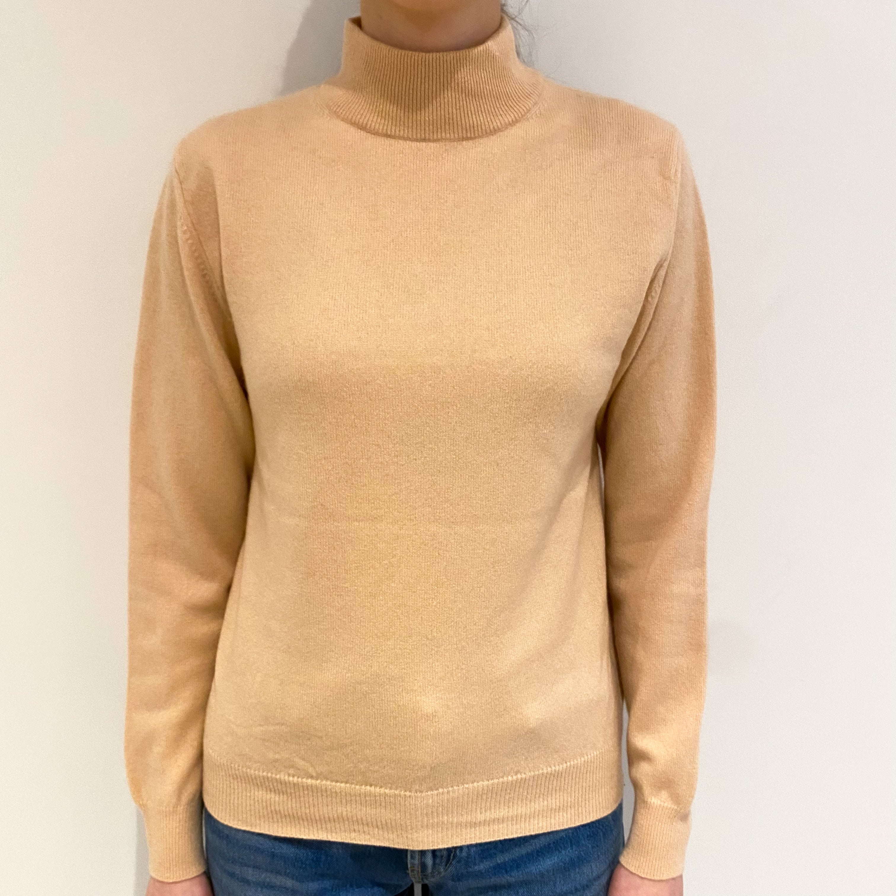Soft Peach Cashmere Turtle Neck Jumper Extra Small