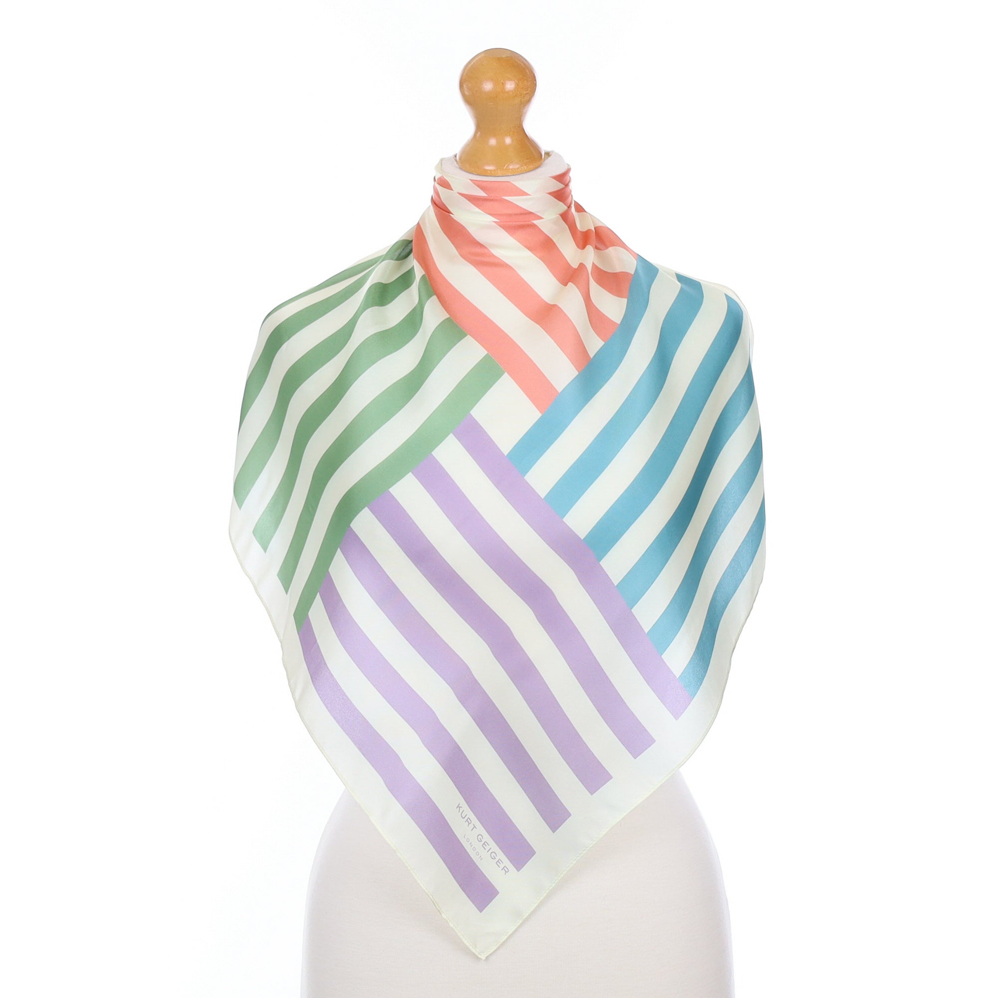Unworn Boxed Kurt Geiger Colourful Striped Silk Scarf