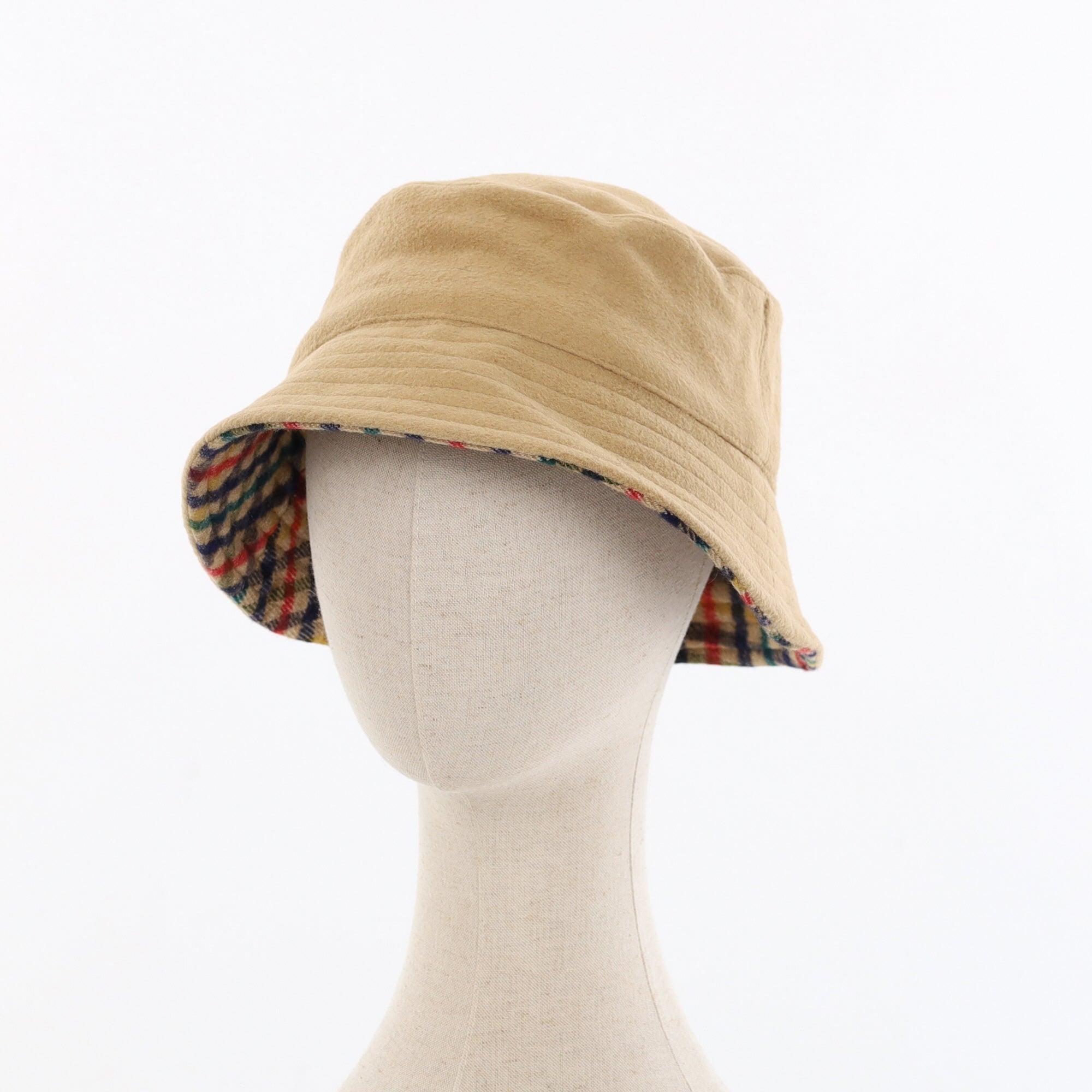 Unisex Multicolour Checked Reversible Cashmere Bucket Hat Men’s - M Women’s - L