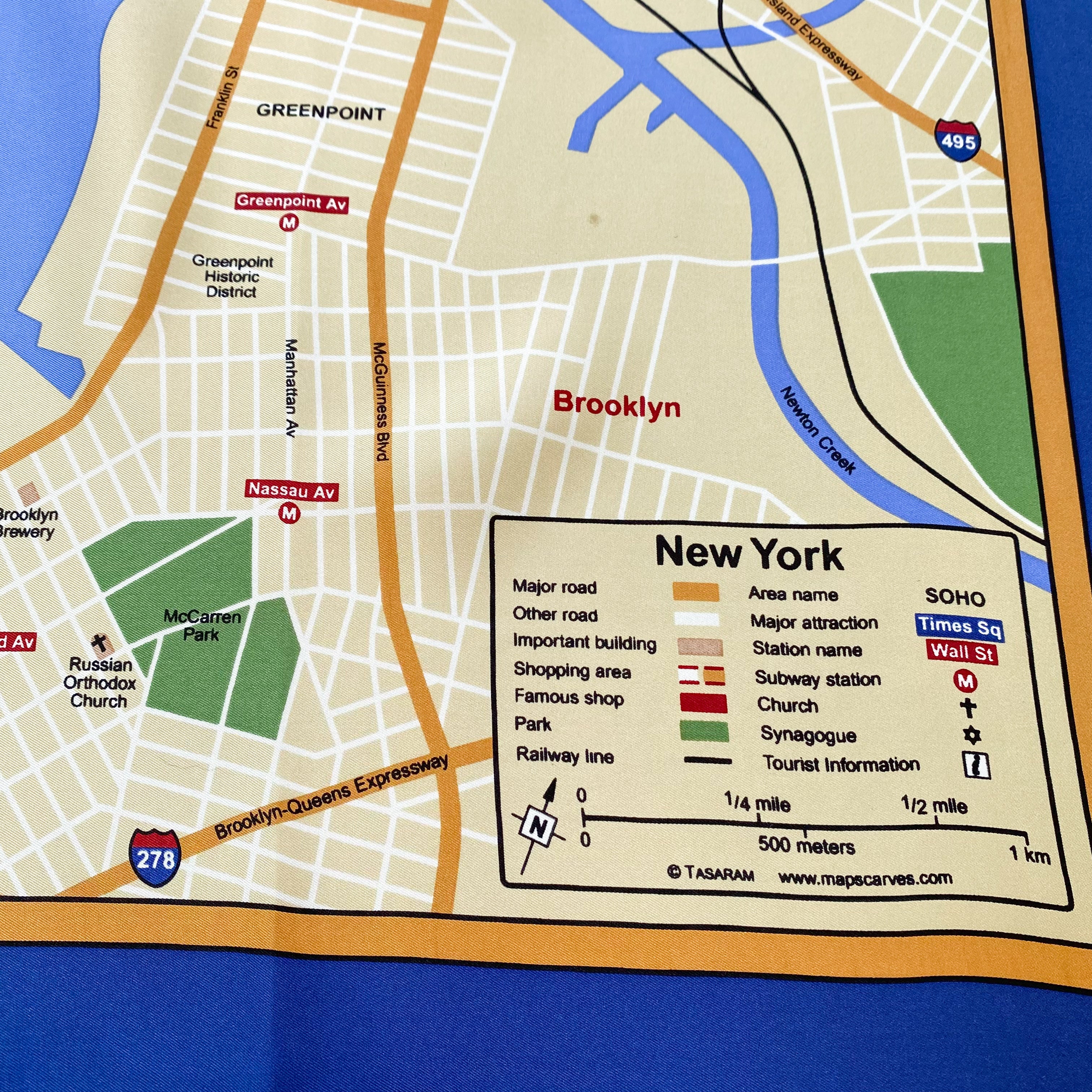 Brand New Map of New York Silk Scarf