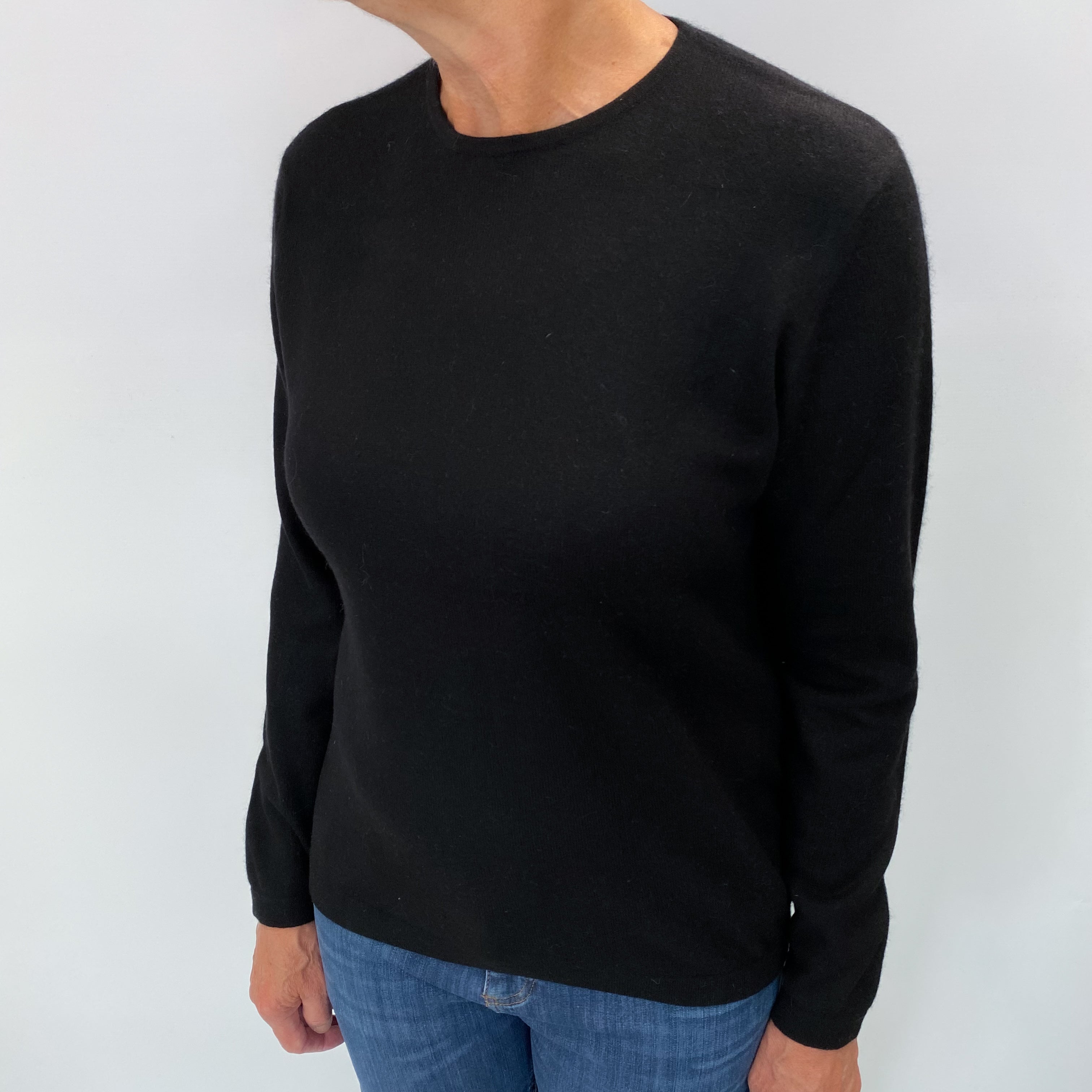 Black Cashmere Crew Neck Jumper Medium