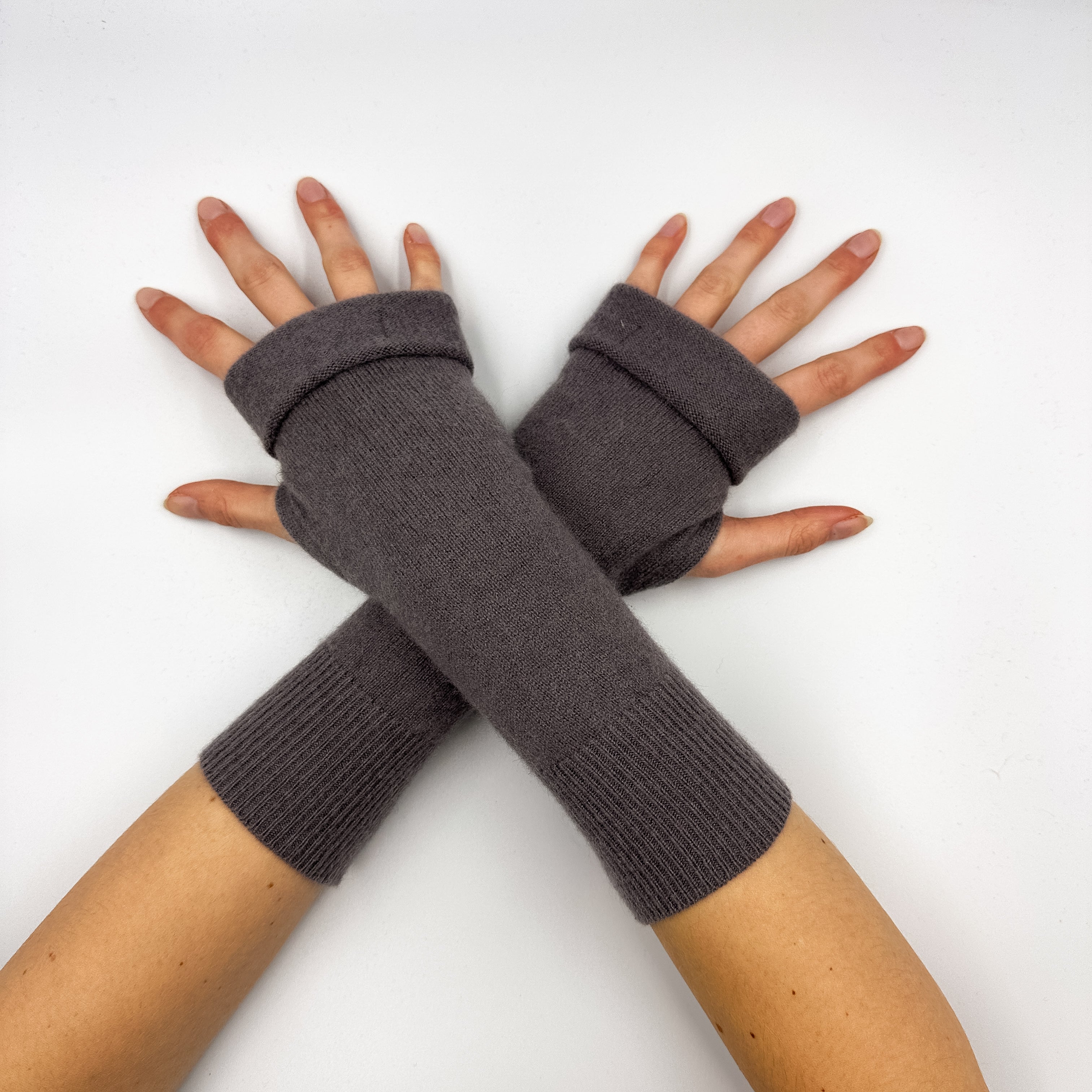 Dove Grey Fingerless Gloves