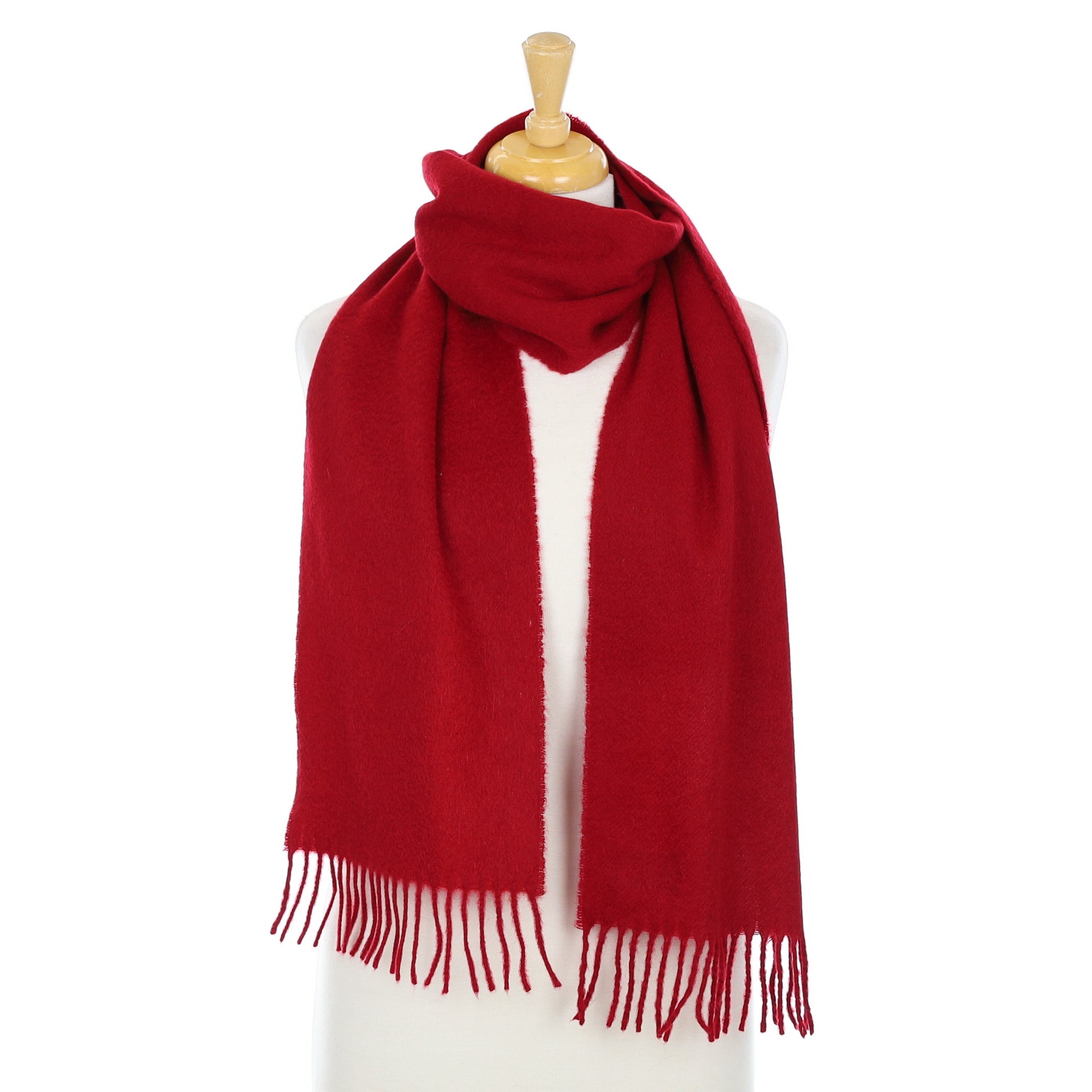Crimson Red Woven Cashmere Scarf