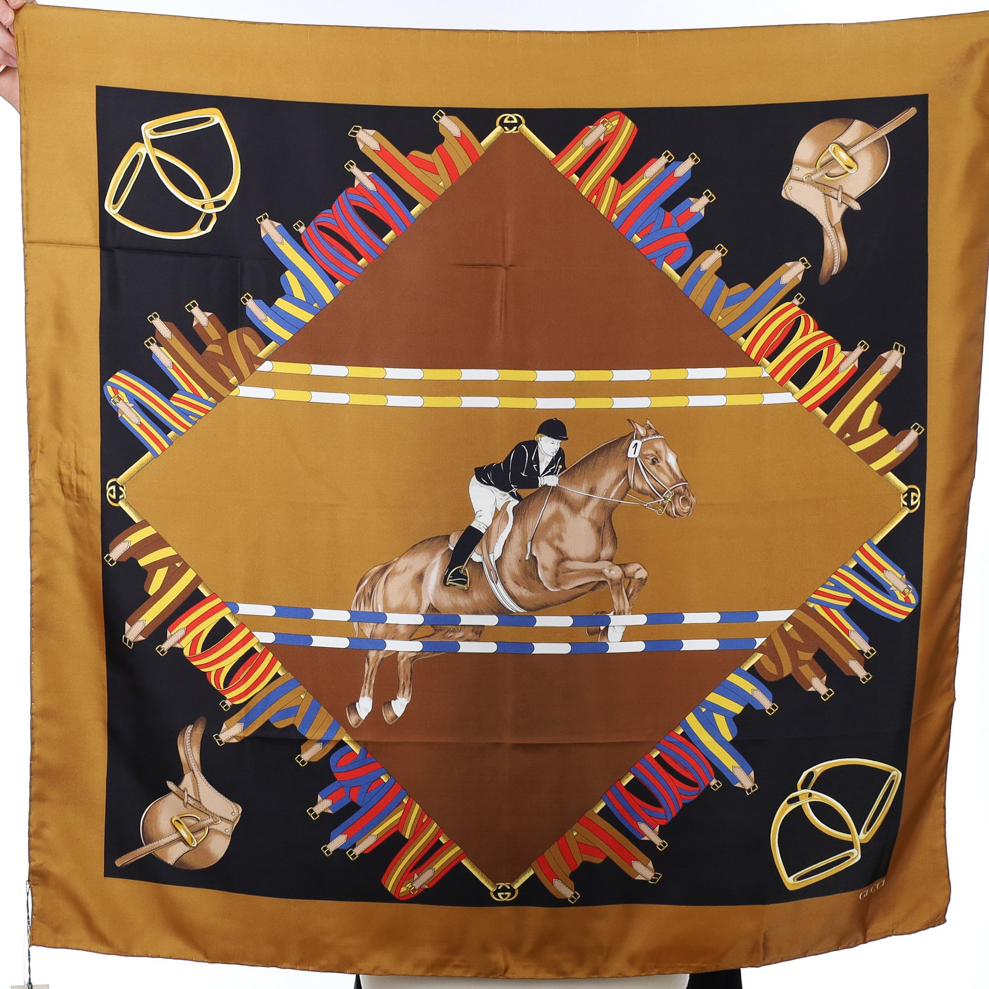 Brand New Gucci Equestrian Vintage Silk Scarf