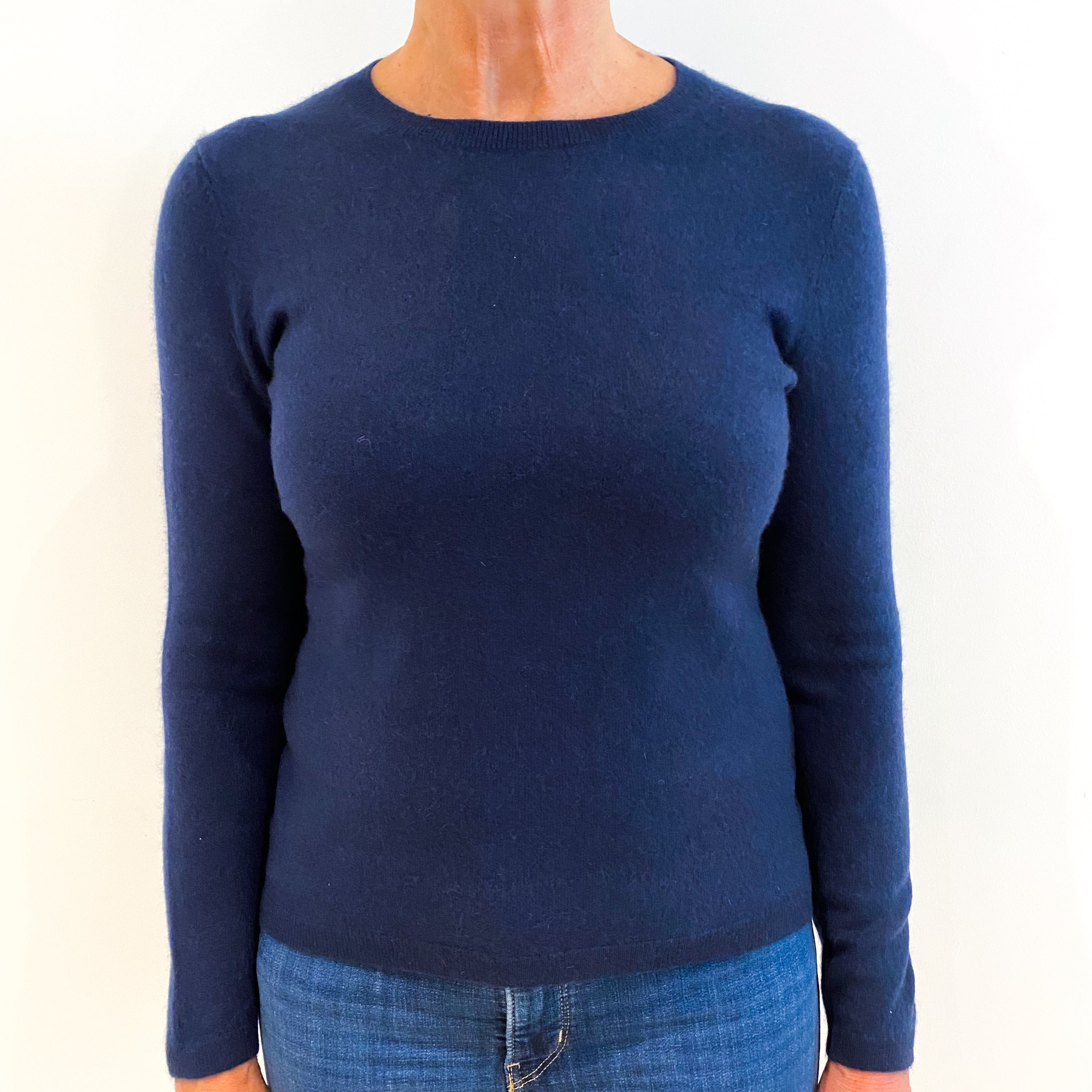 Navy Blue Cashmere Crew Neck Jumper Medium