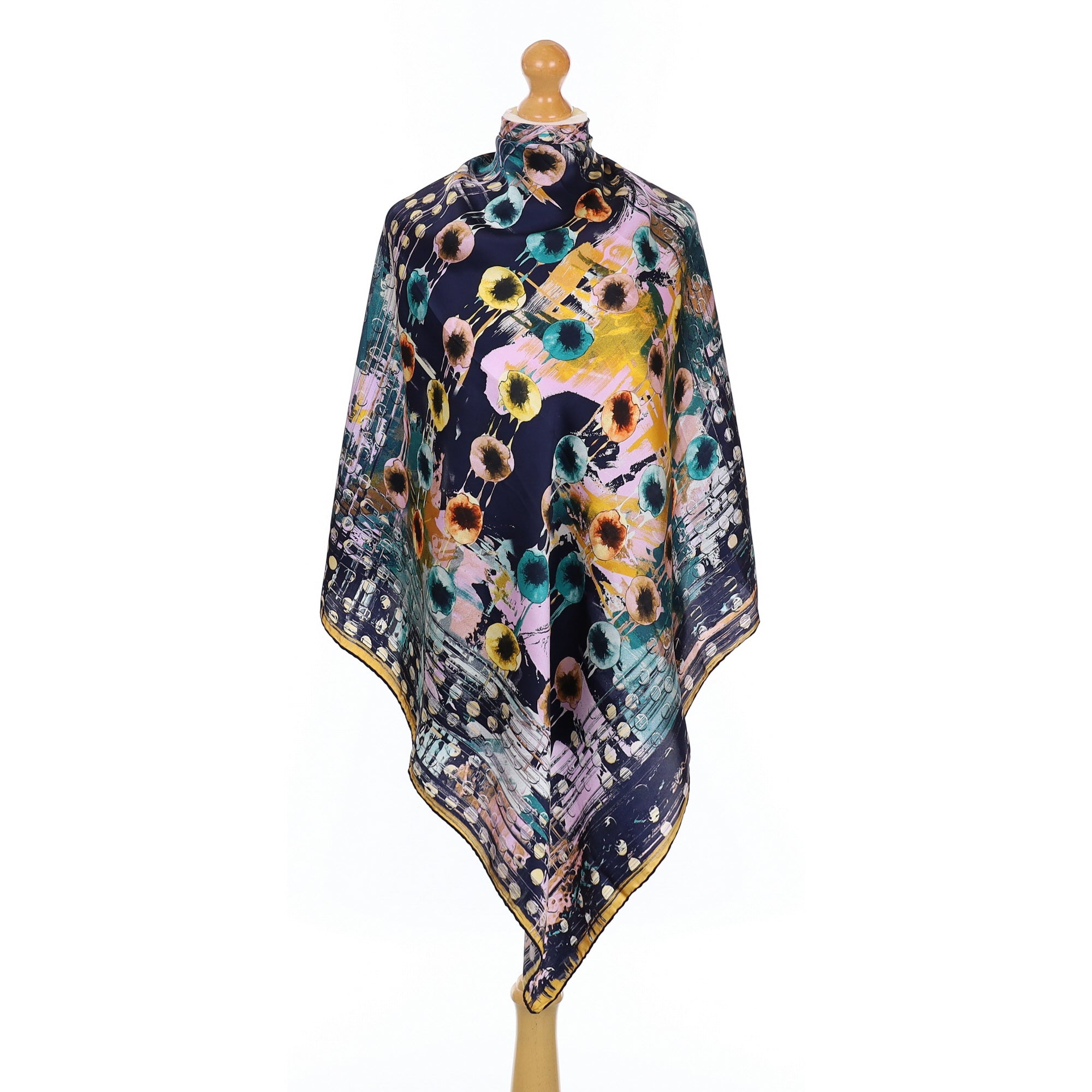Abstract Bubble Design Silk Scarf