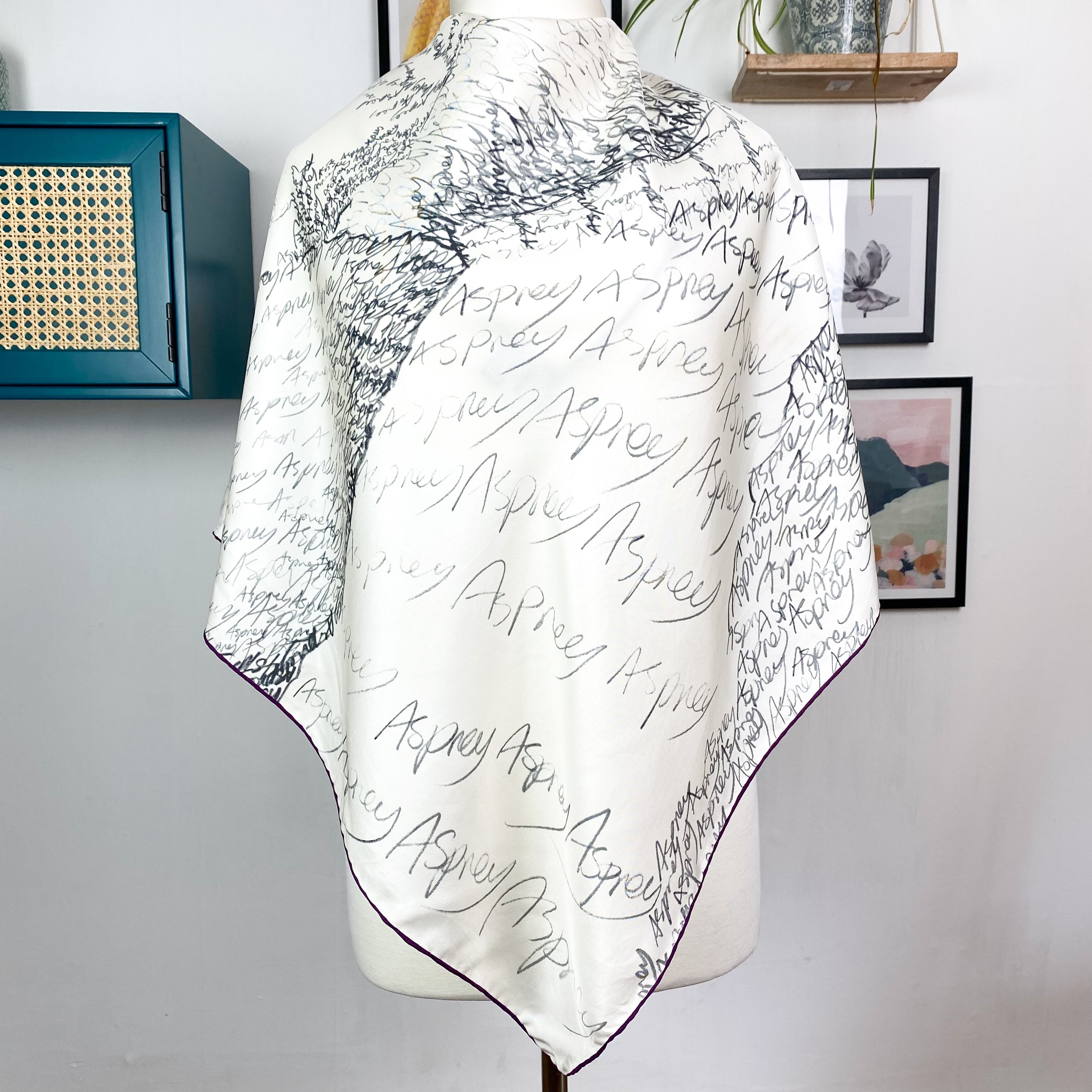 Asprey Large Italian Designer Silk Scarf