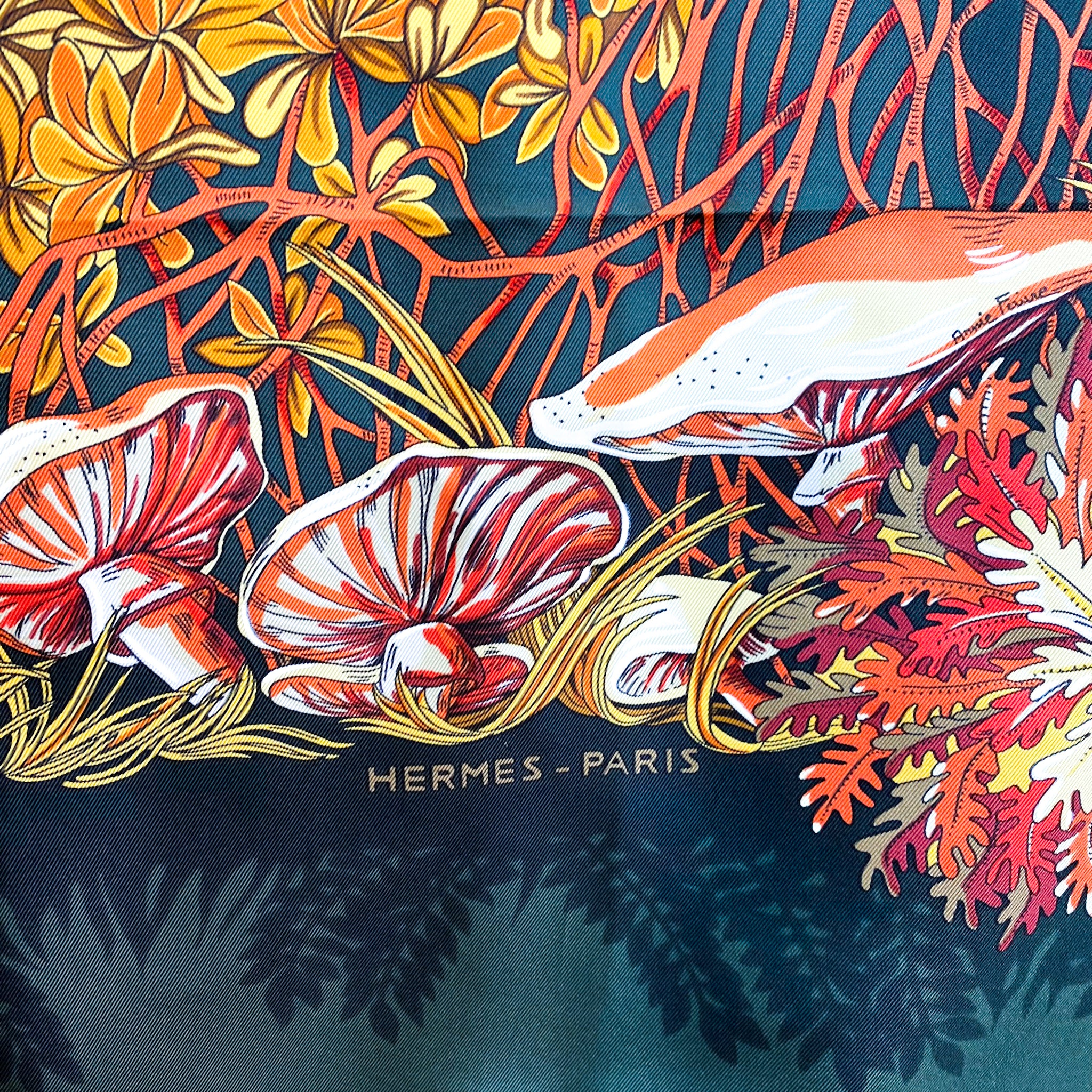 Boxed Hermes L’ile Deserte Vintage Silk Scarf