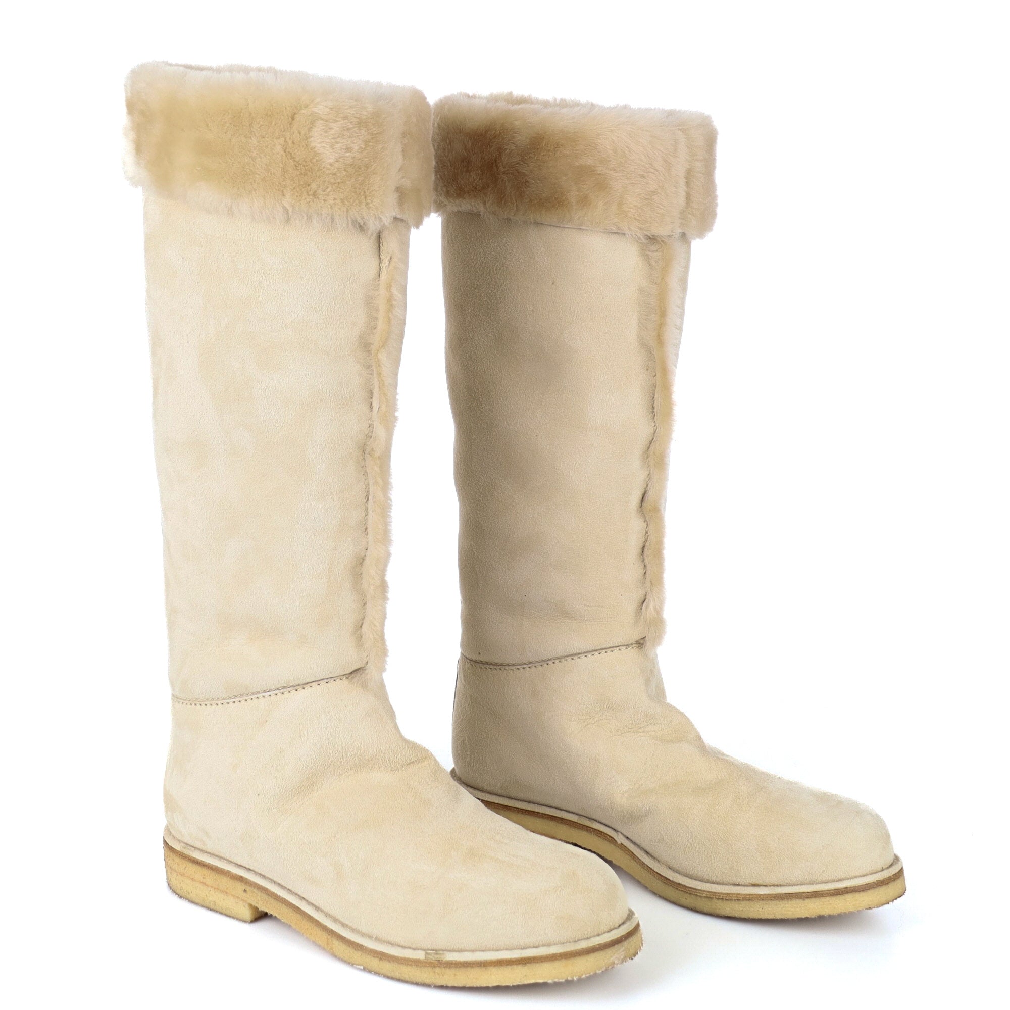 Hermès Suede Fur Lined Boots