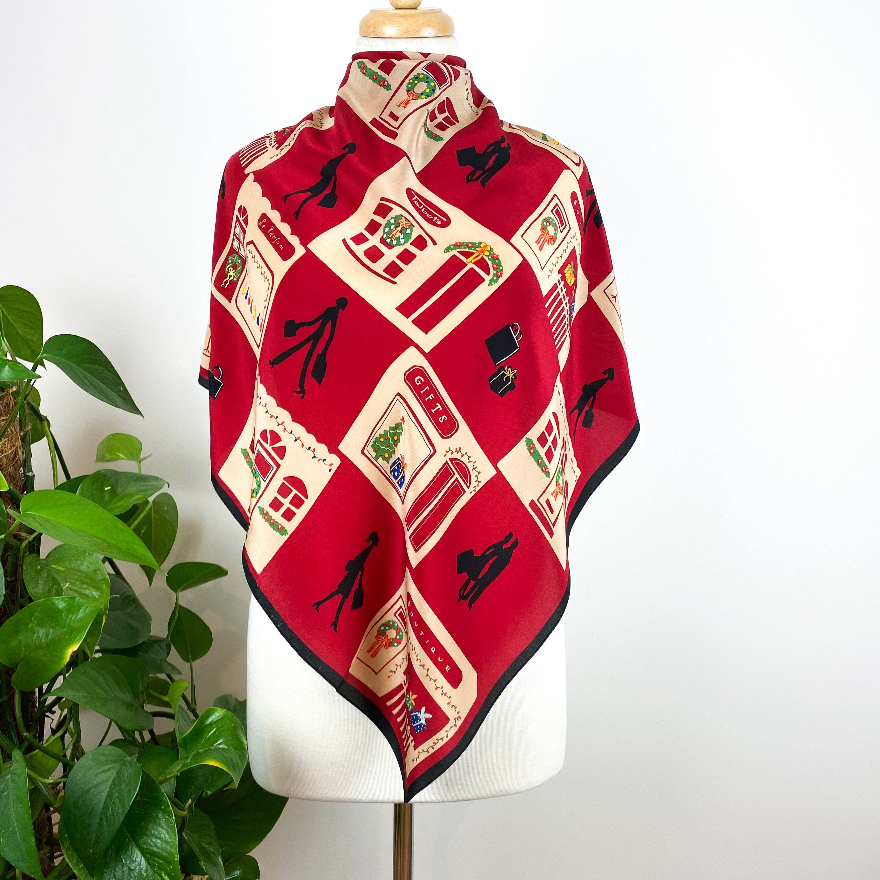 Talbots Christmas Theme Silk Scarf