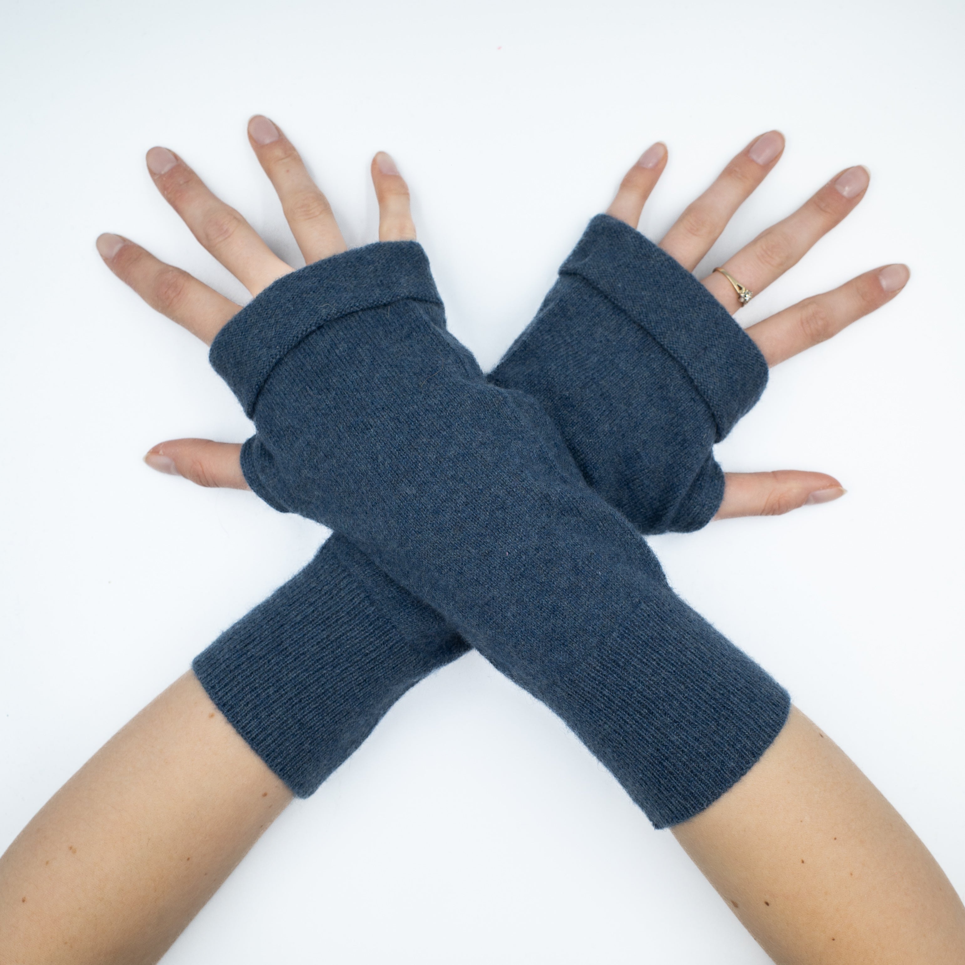 Celadon Blue Fingerless Gloves