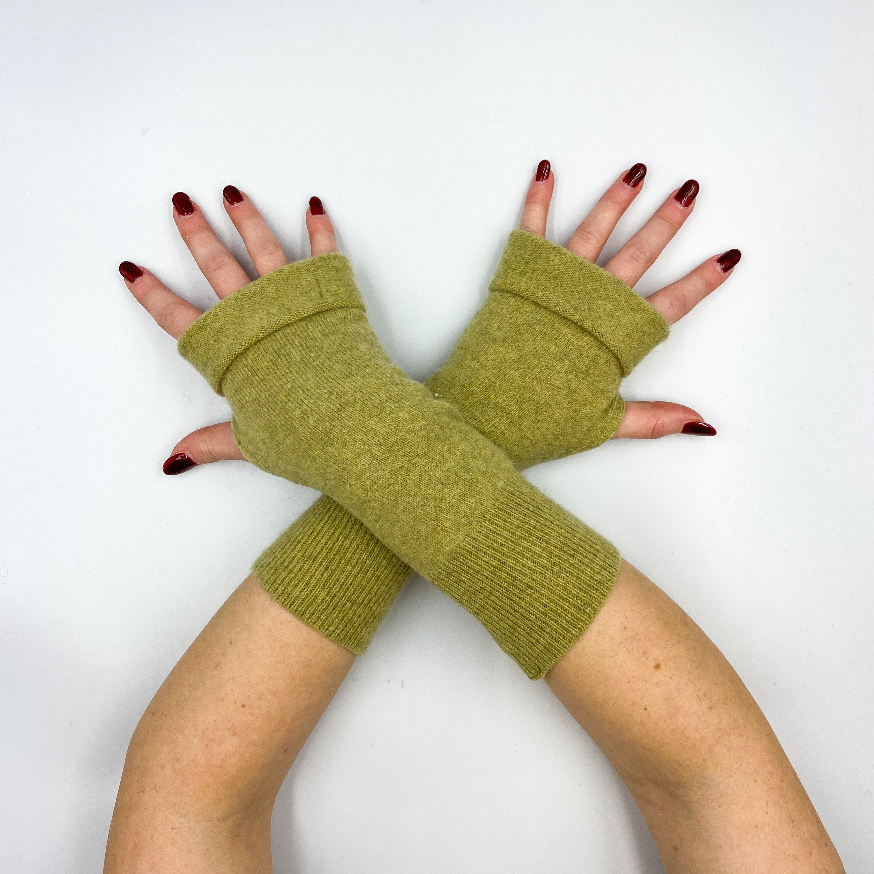 Lichen Green Fingerless Gloves