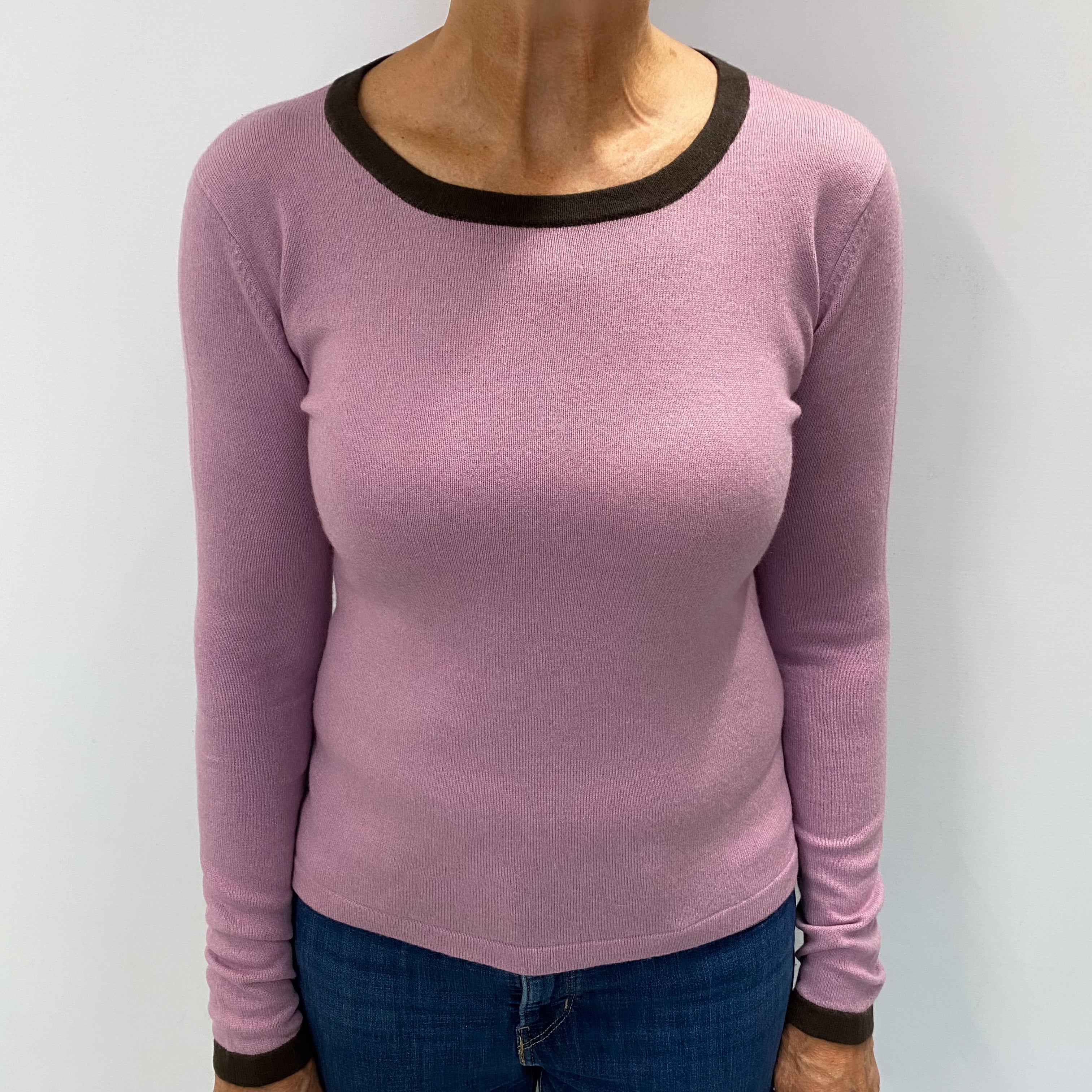 Mauve Pink Cashmere Crew Neck Jumper Medium