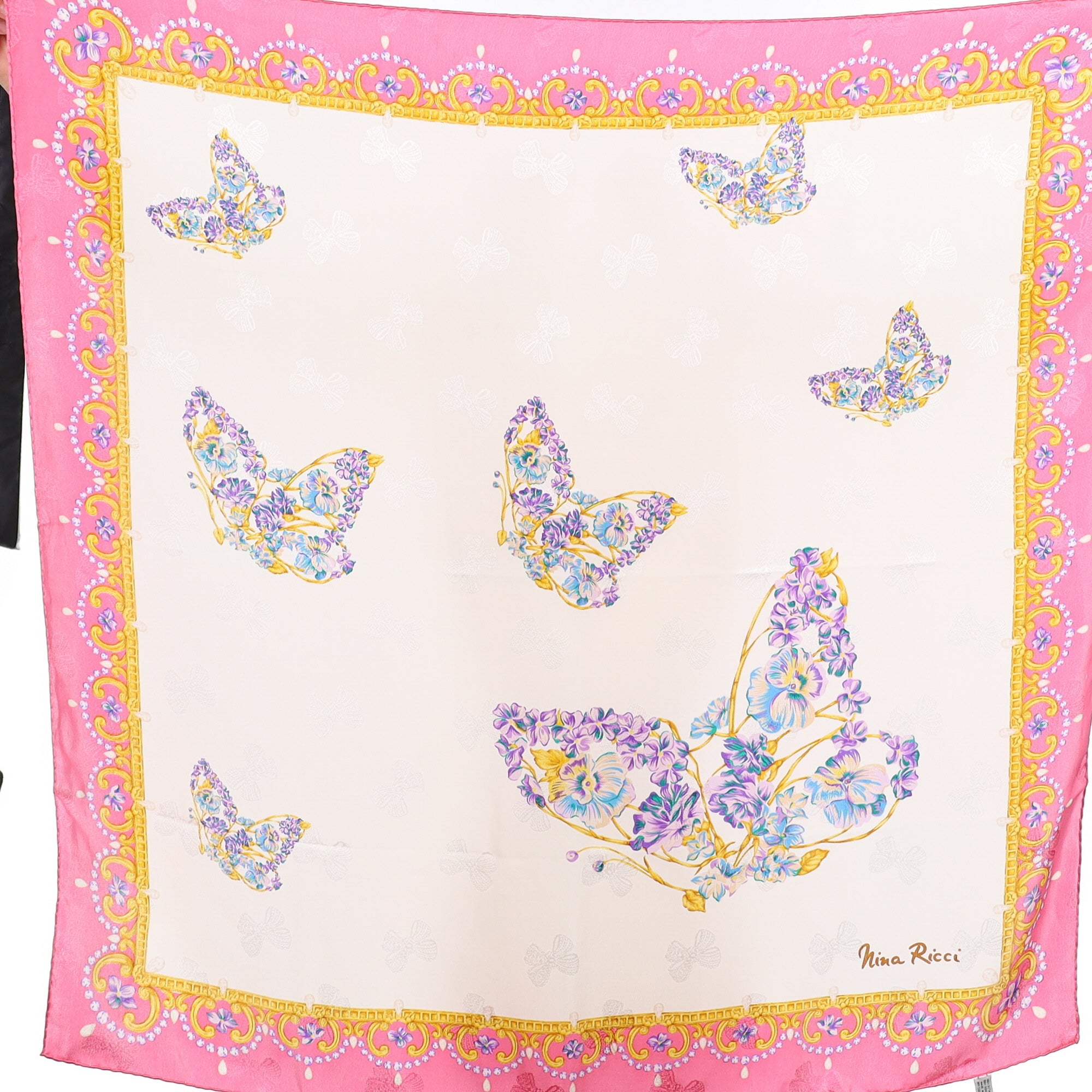 Nina Ricci Butterfly Design Vintage Silk Scarf