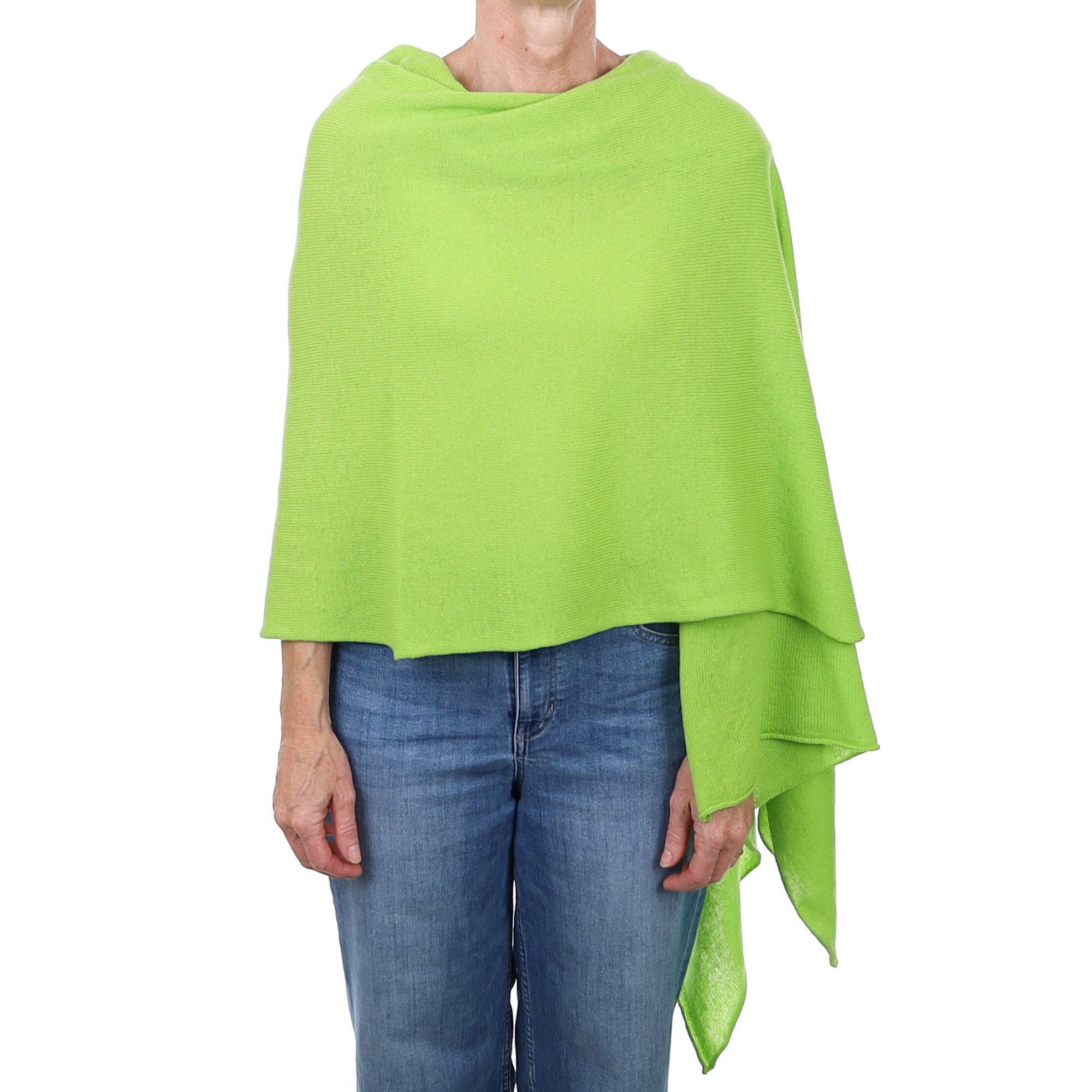 Brand New Scottish Vibrant Lime Oversized Gauzy Cashmere Wrap