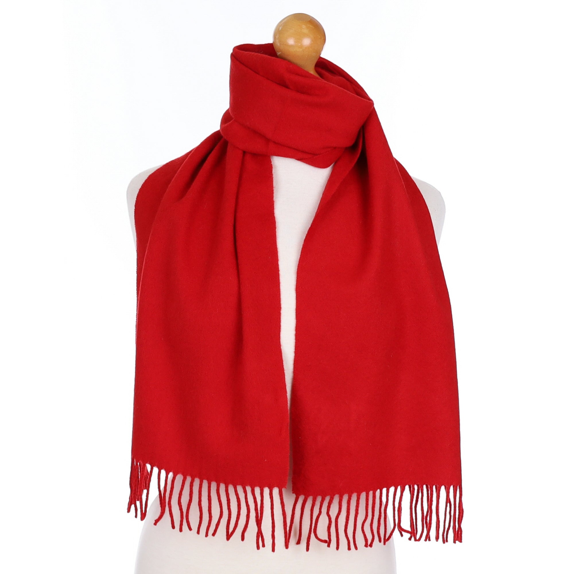Berry Red Cashmere Tasselled Woven Scarf