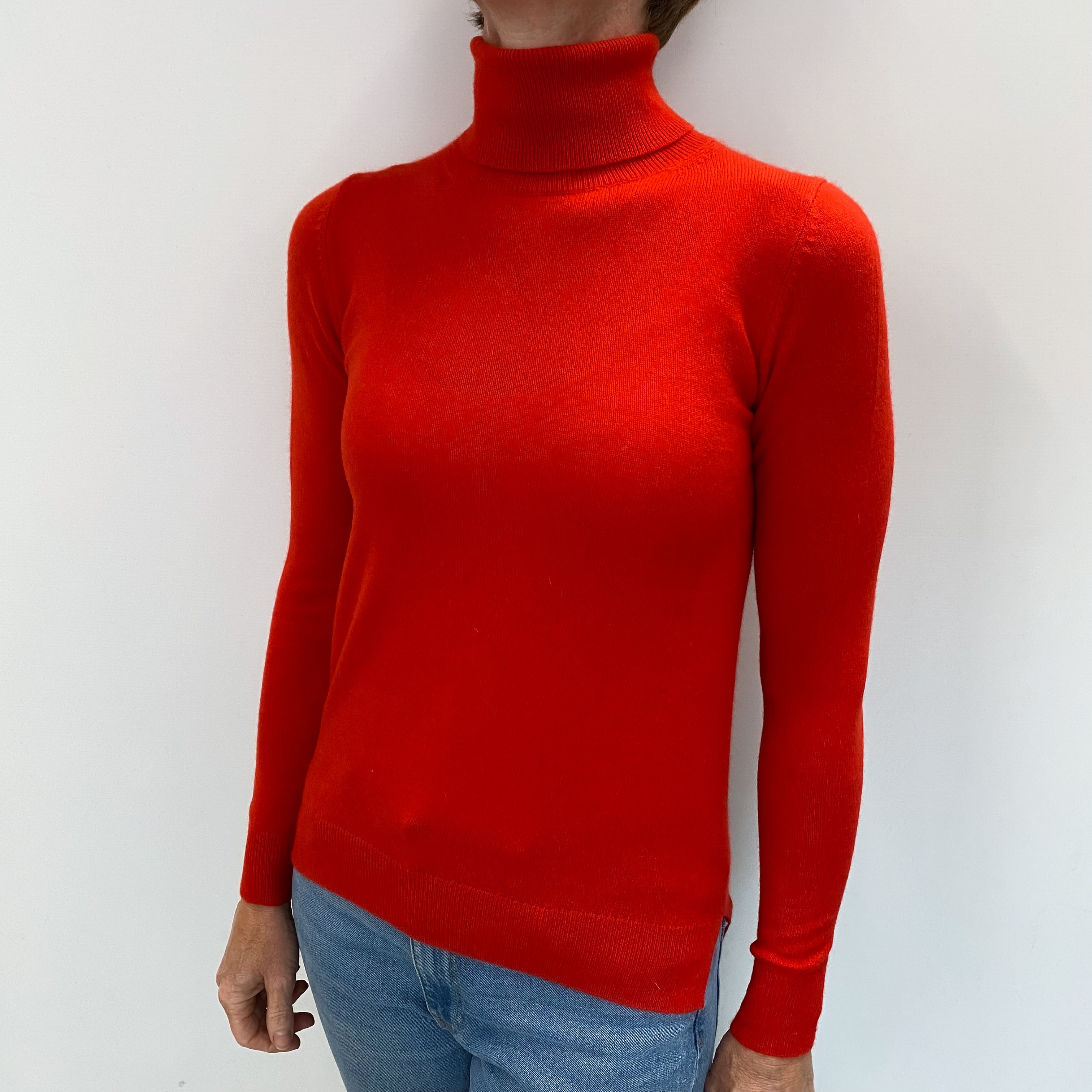 Phoenix Red Cashmere Polo Neck Jumper Small