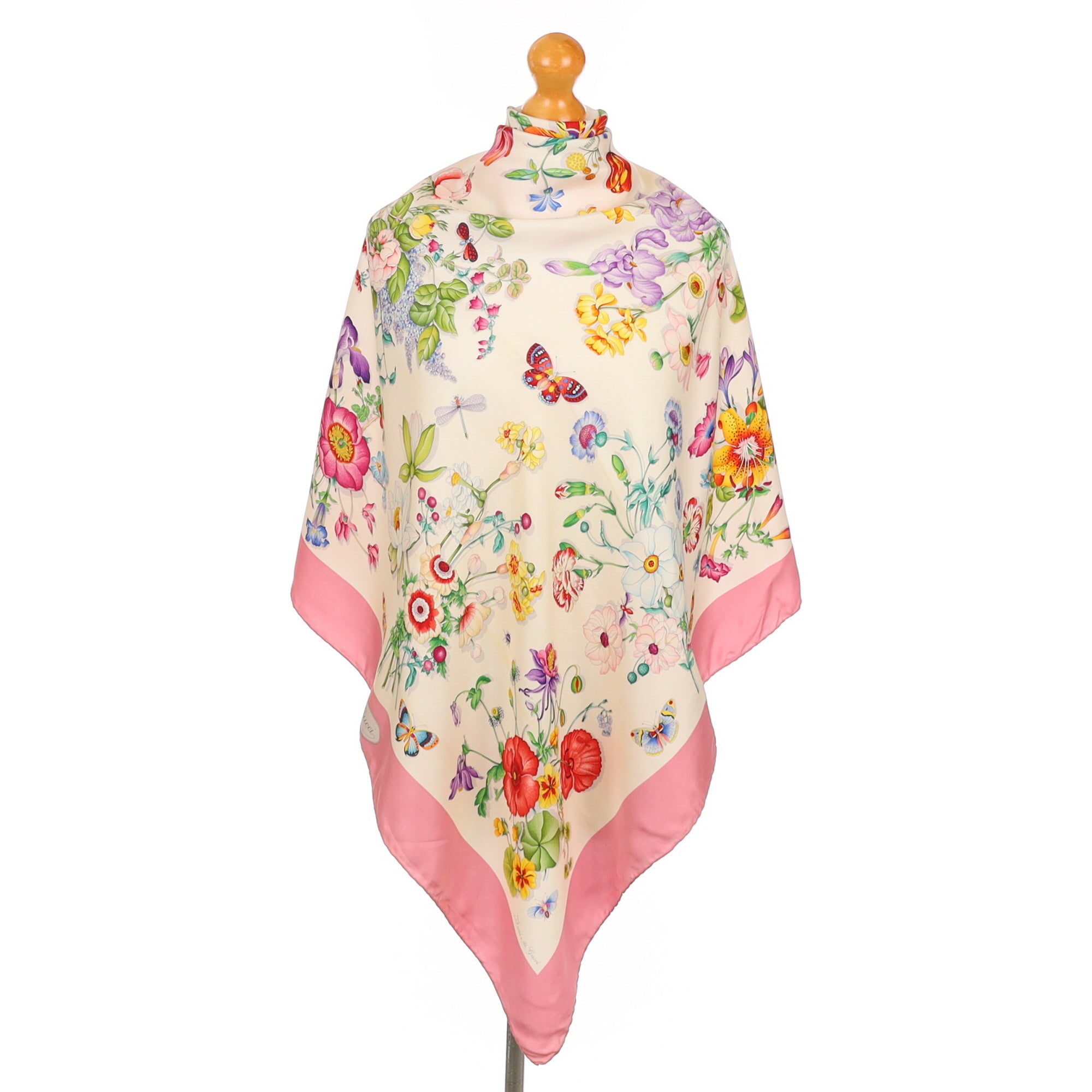 Gucci Floral Pink Silk Scarf