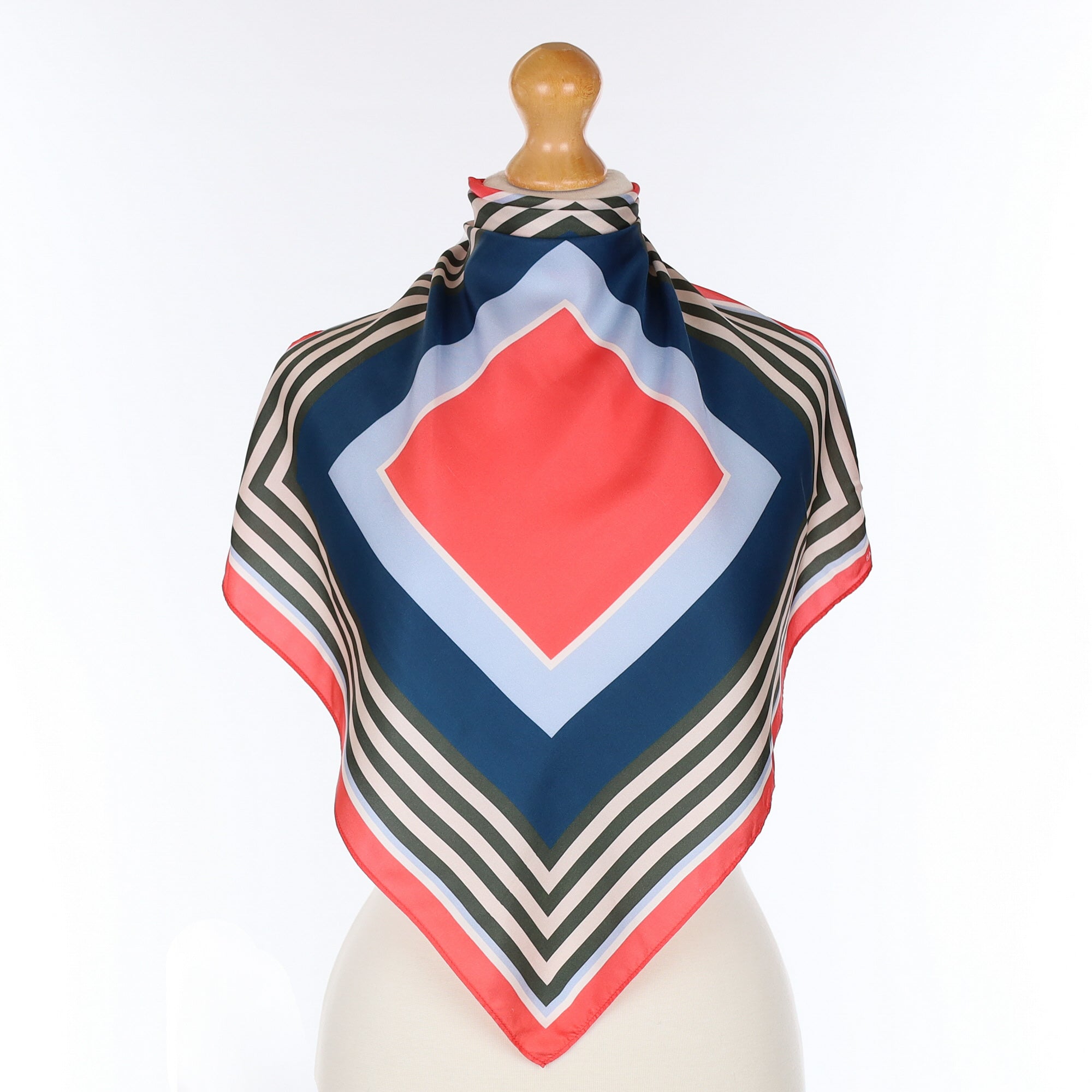 Red and Blue Colour Block Silk Scarf