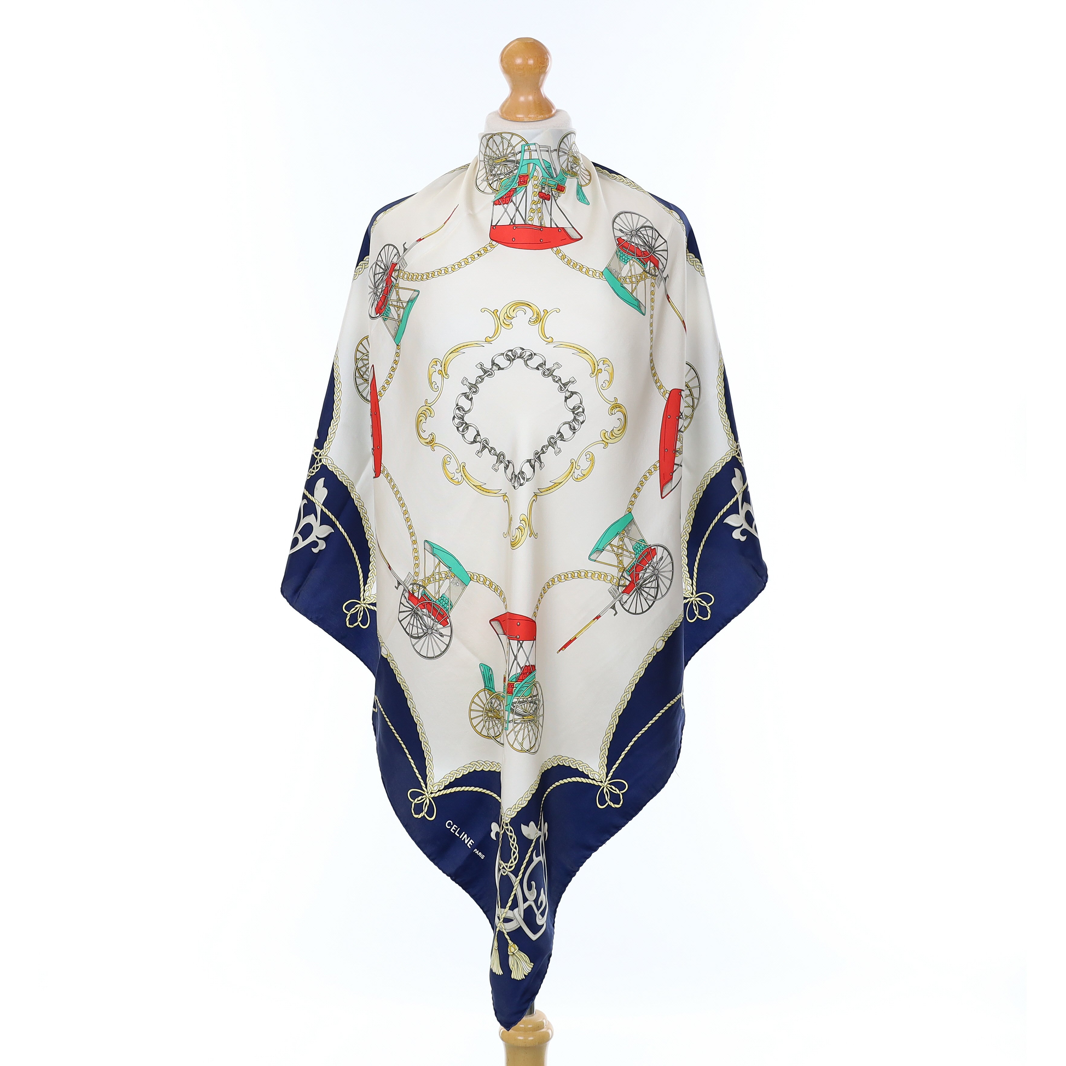 Celine Horse Cart Vintage Silk Scarf