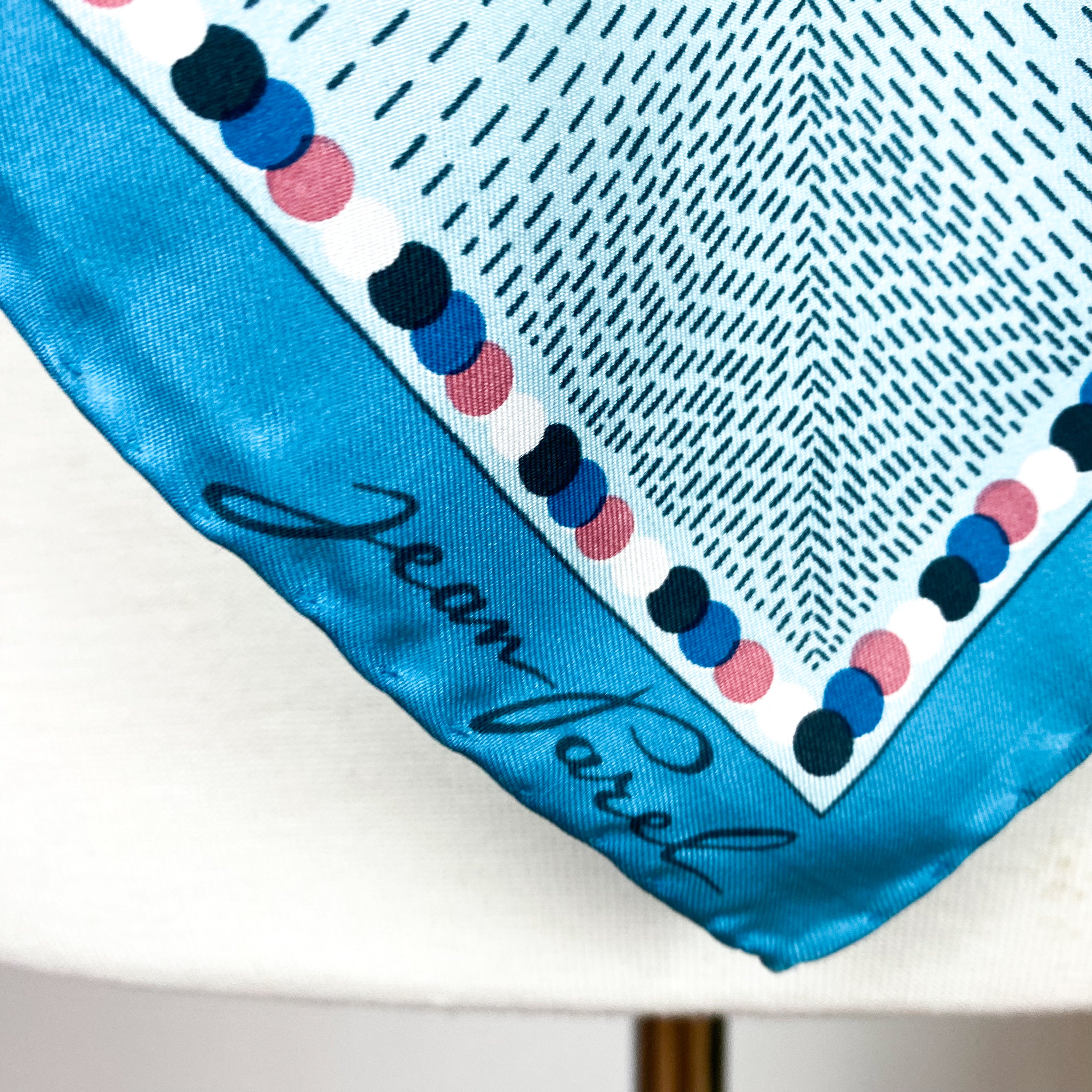 Turquoise Abstract Pattern Silk Scarf