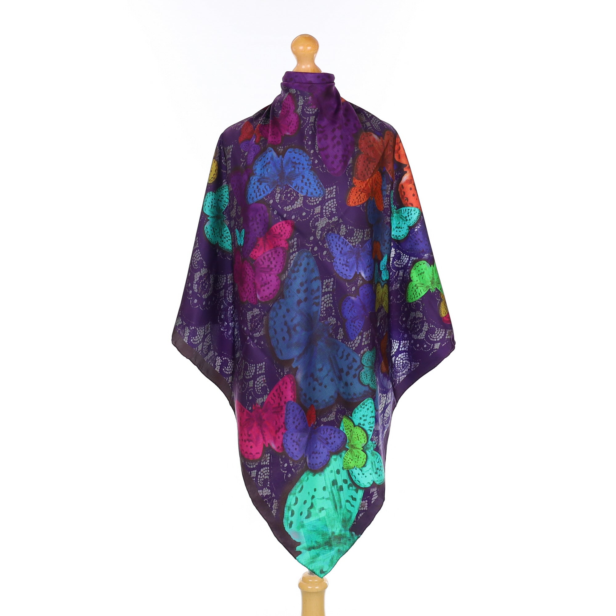 Colourful Butterfly Patterned Silk Scarf