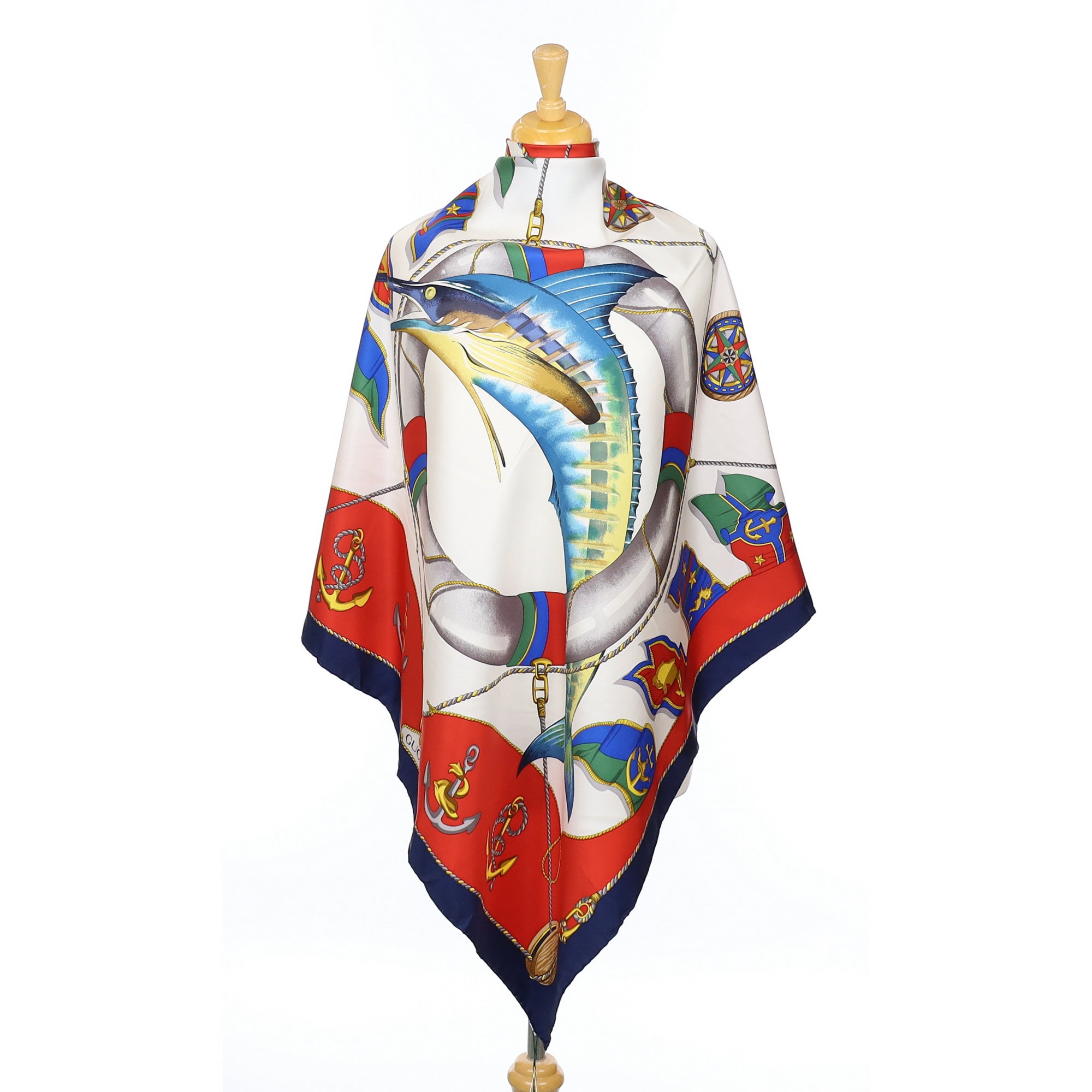 Brand New Gucci Marine Design Vintage Silk Scarf