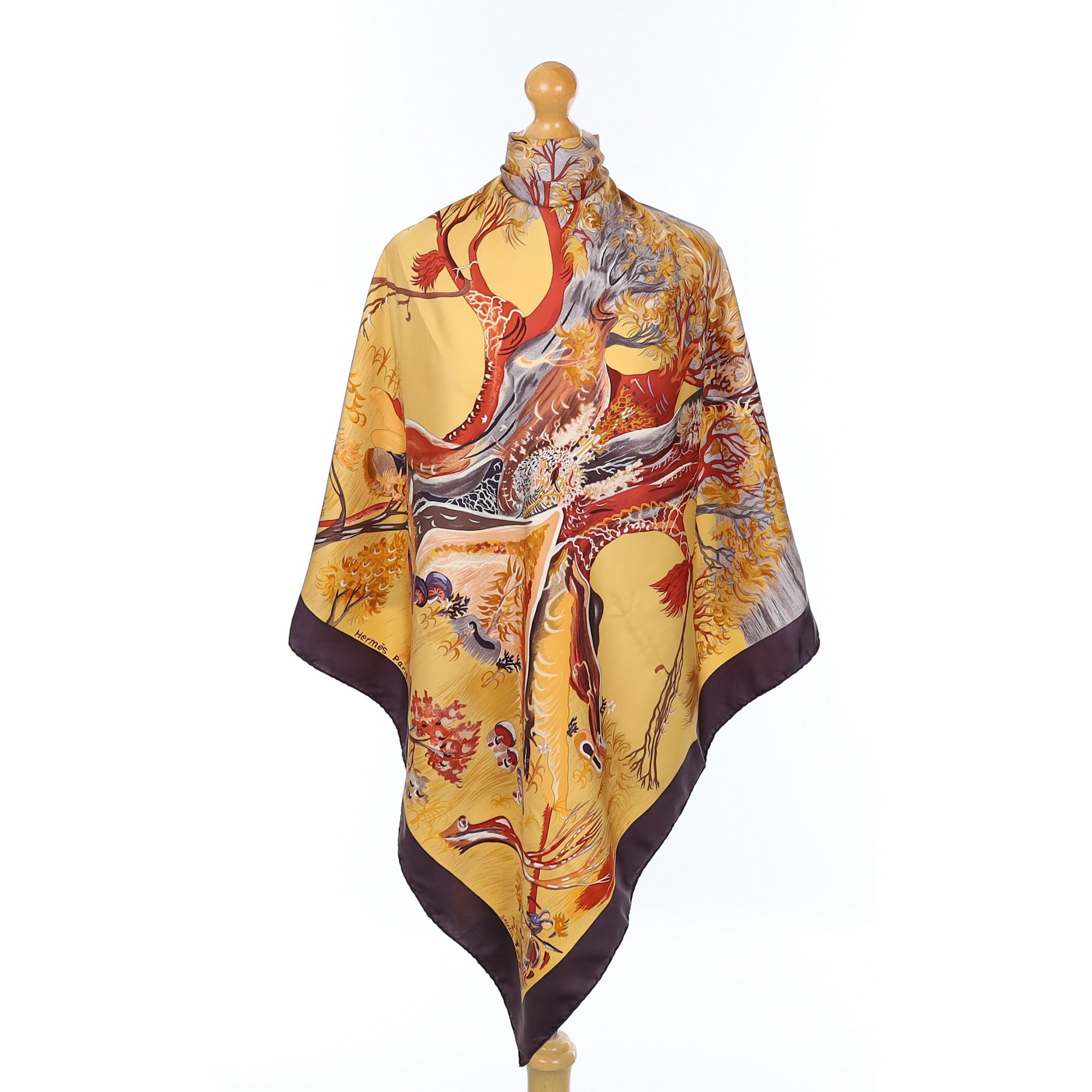 Boxed Hermès Kuggor Tree Silk Scarf Rare