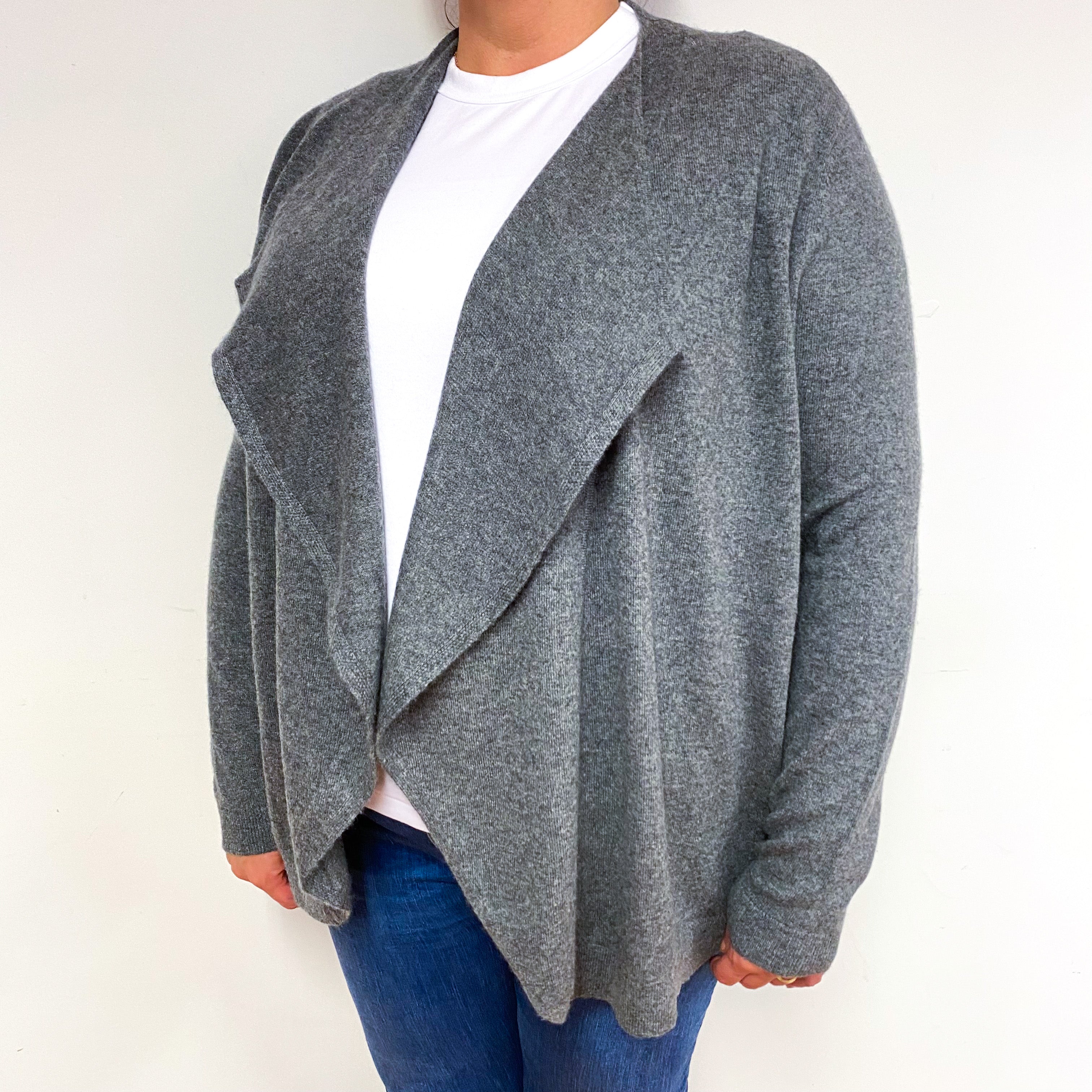 Slate Grey Cashmere Waterfall Cardigan Extra Large