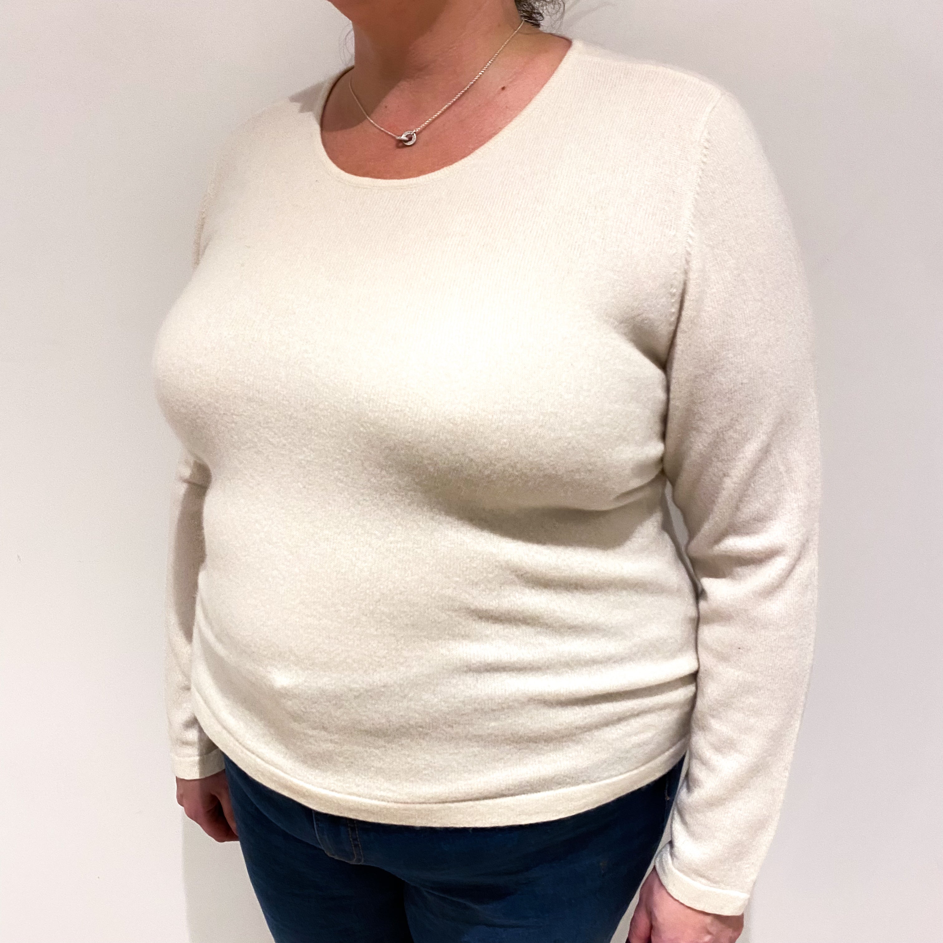 Vanilla Cream Cashmere Crew Neck Jumper Extra Large