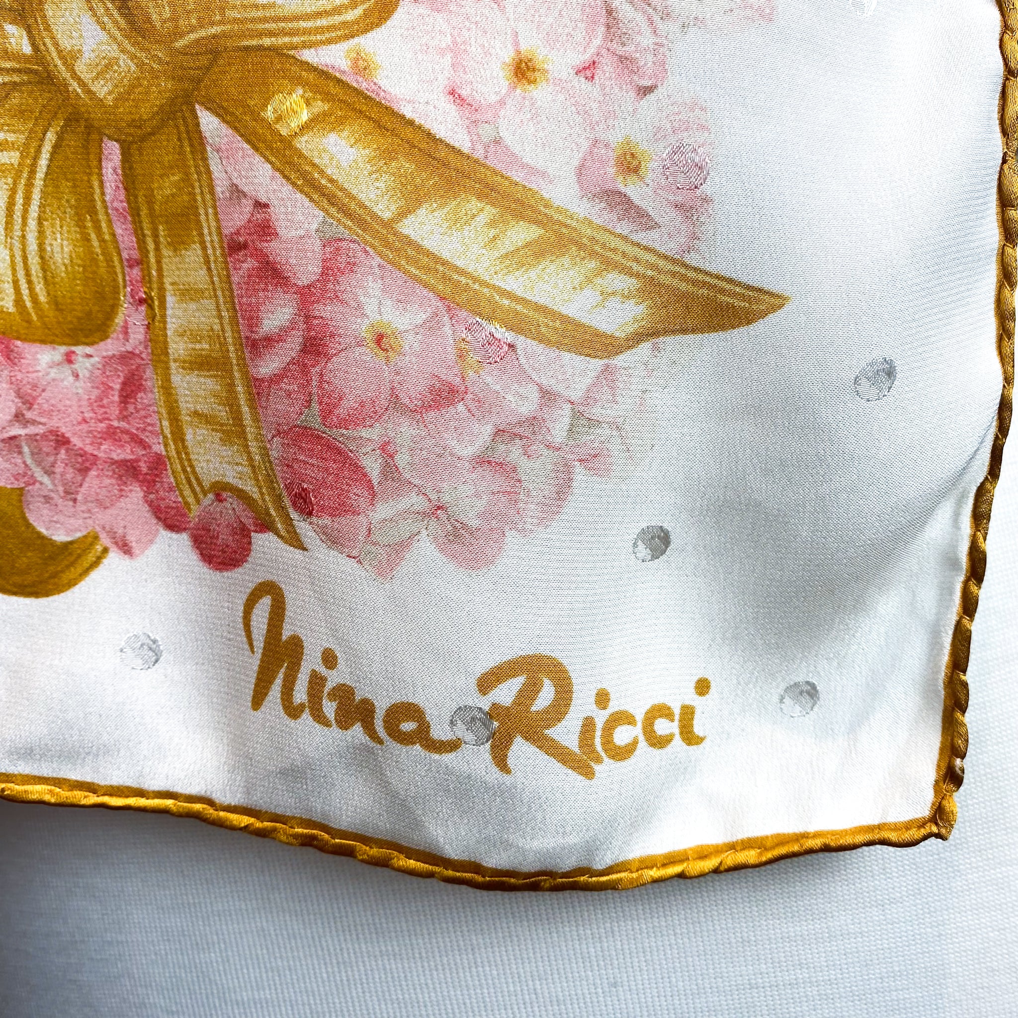 Immaculate Nina Ricci Floral Designer Silk Scarf